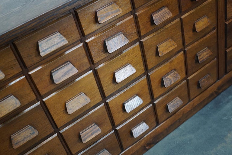 German Industrial Oak Apothecary Cabinet / Bank of Drawers, 1930s For Sale 4