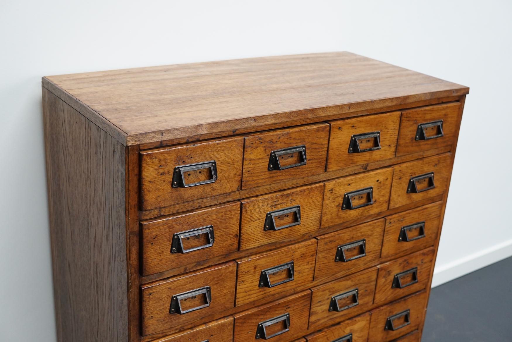 German Industrial Oak Apothecary Cabinet, Mid-20th Century 3
