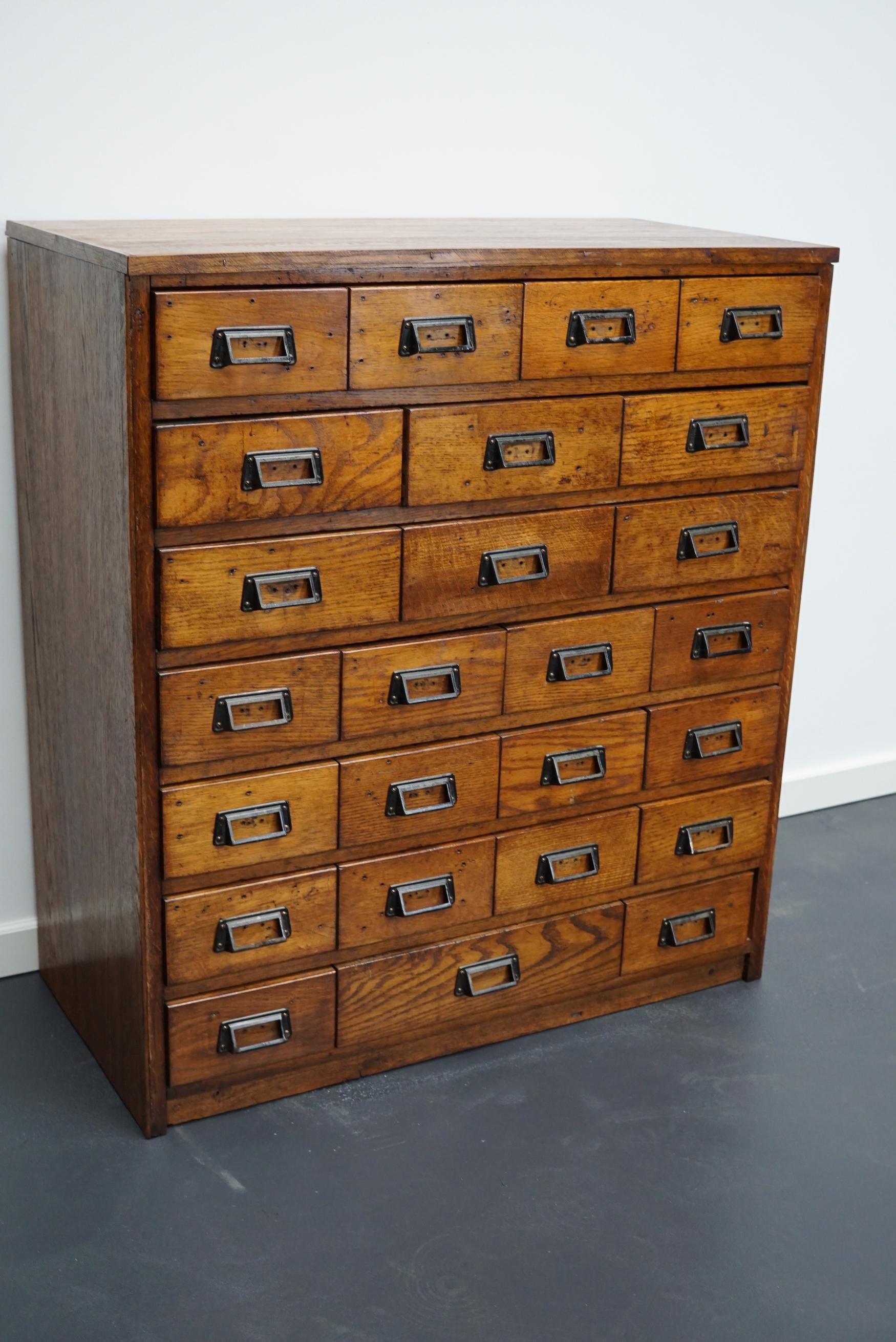 German Industrial Oak Apothecary Cabinet, Mid-20th Century 6