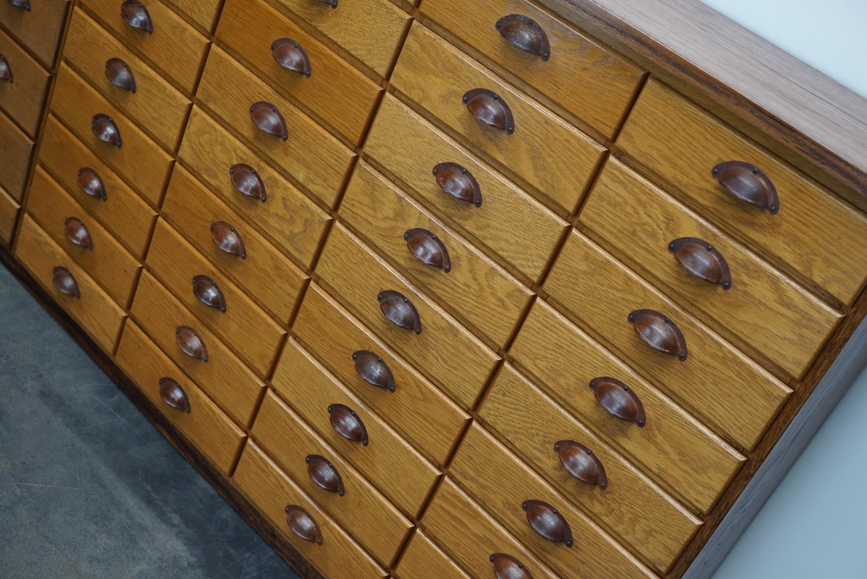 German Industrial Oak Apothecary Cabinet, Mid-20th Century 6