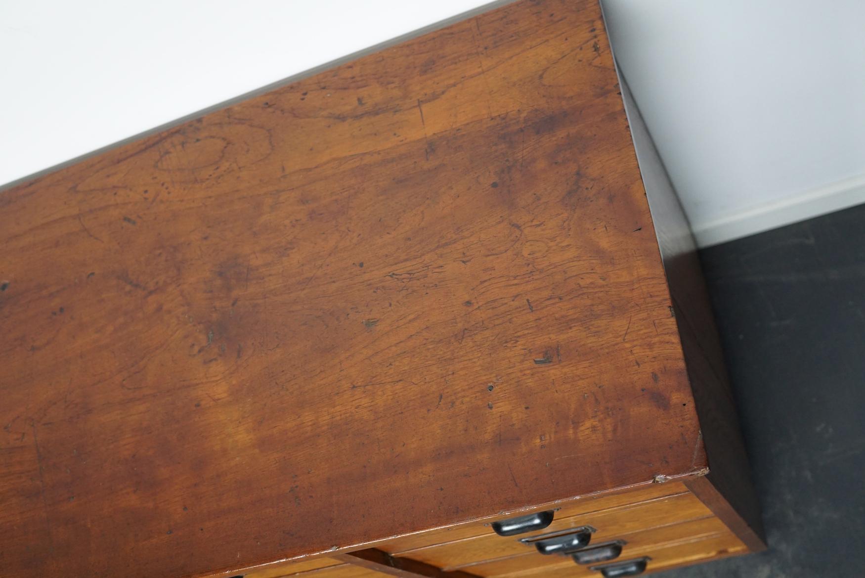 German Industrial Oak Apothecary Cabinet, Mid-20th Century 6