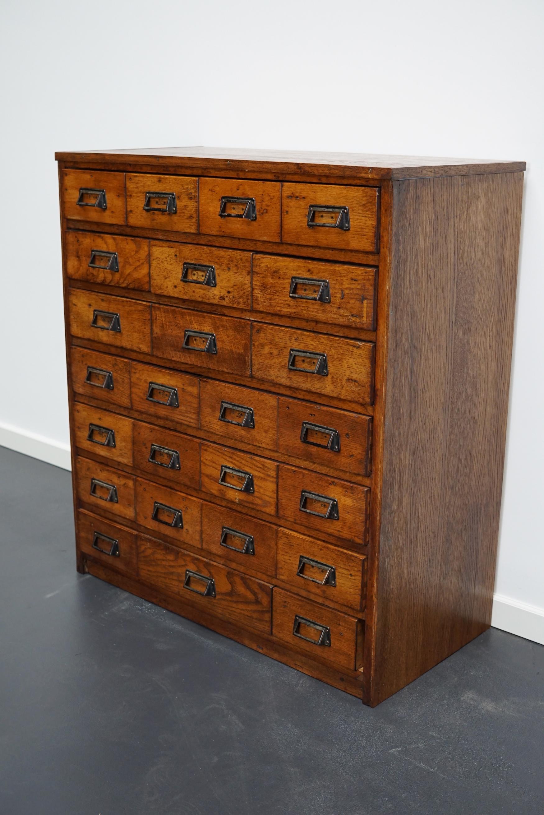 German Industrial Oak Apothecary Cabinet, Mid-20th Century 8