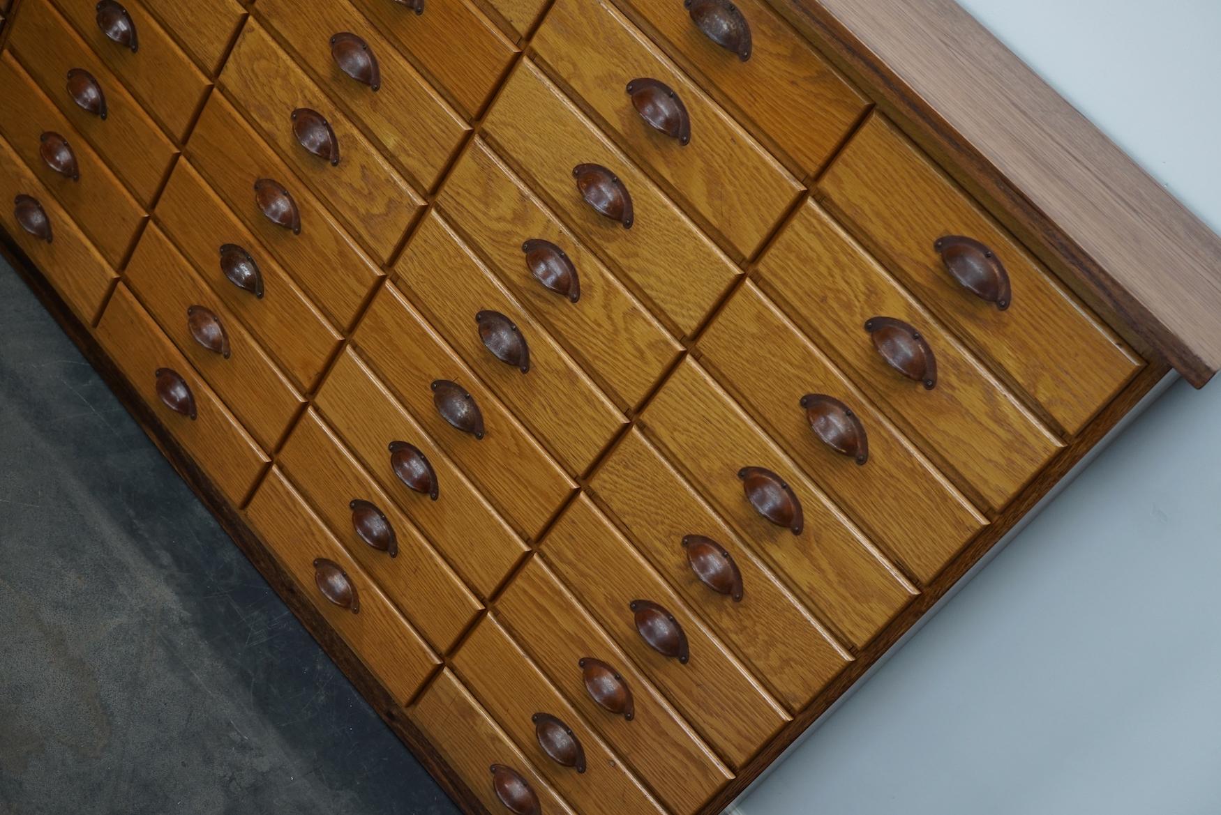 German Industrial Oak Apothecary Cabinet, Mid-20th Century 8