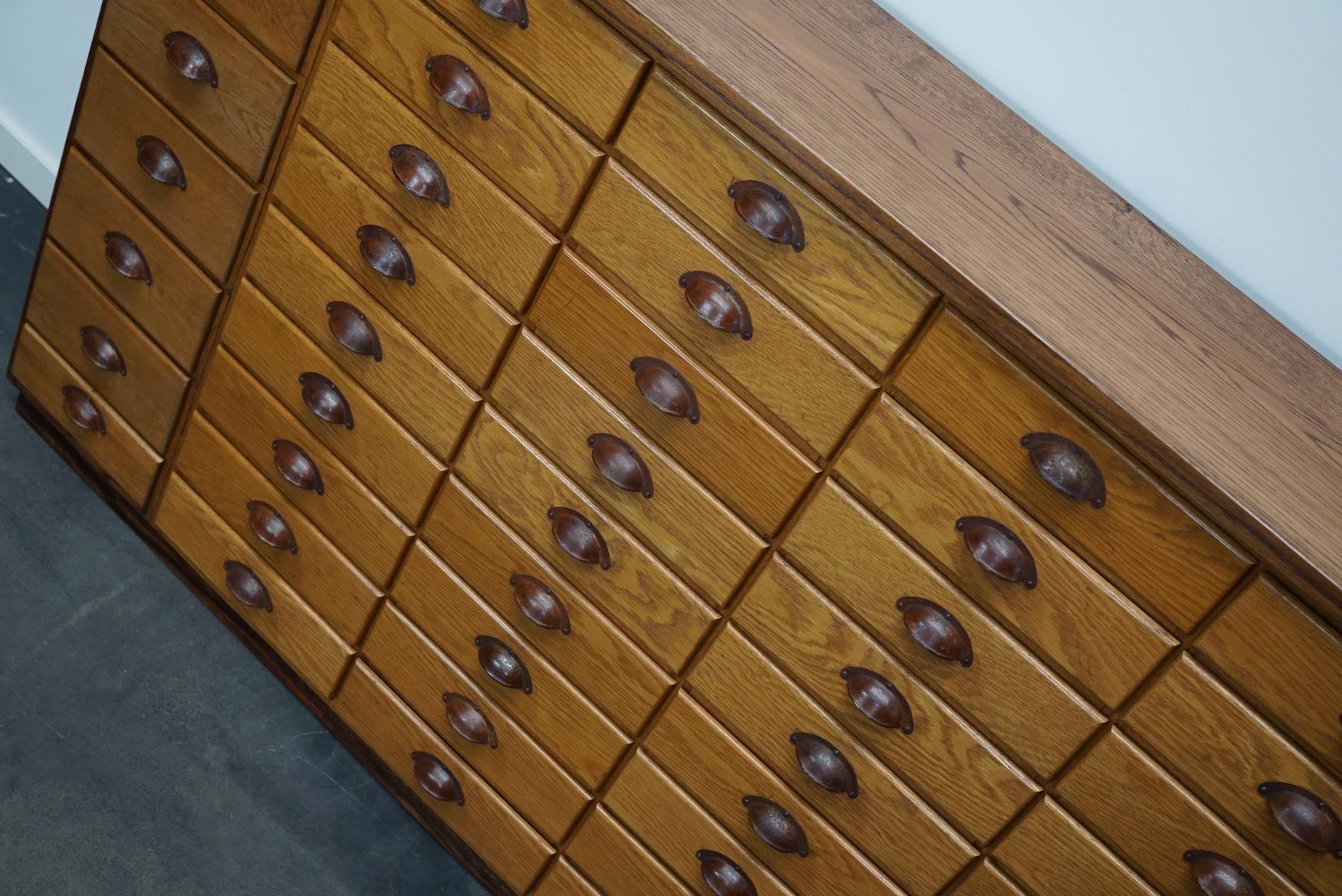 German Industrial Oak Apothecary Cabinet, Mid-20th Century 9