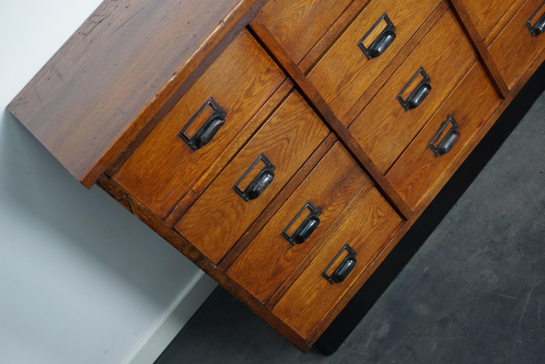 German Industrial Oak Apothecary Cabinet, Mid-20th Century 9