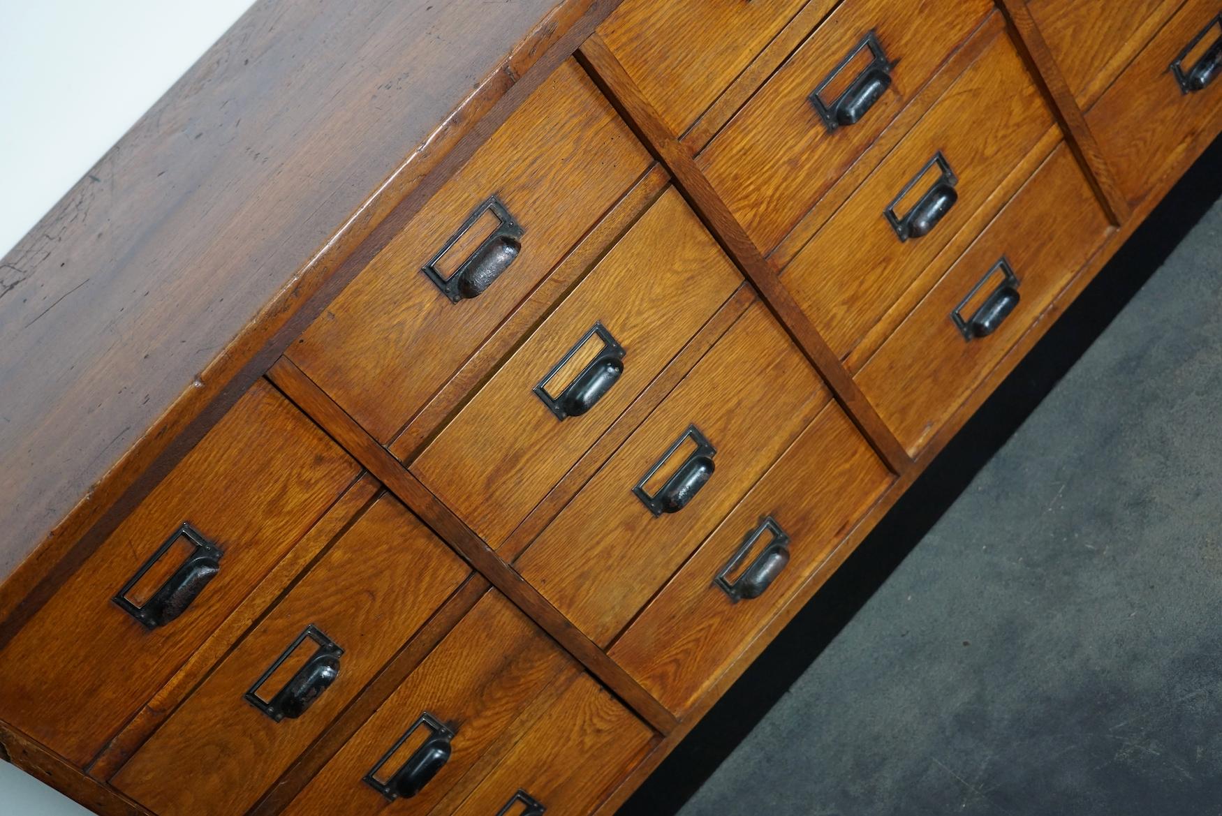 German Industrial Oak Apothecary Cabinet, Mid-20th Century 10