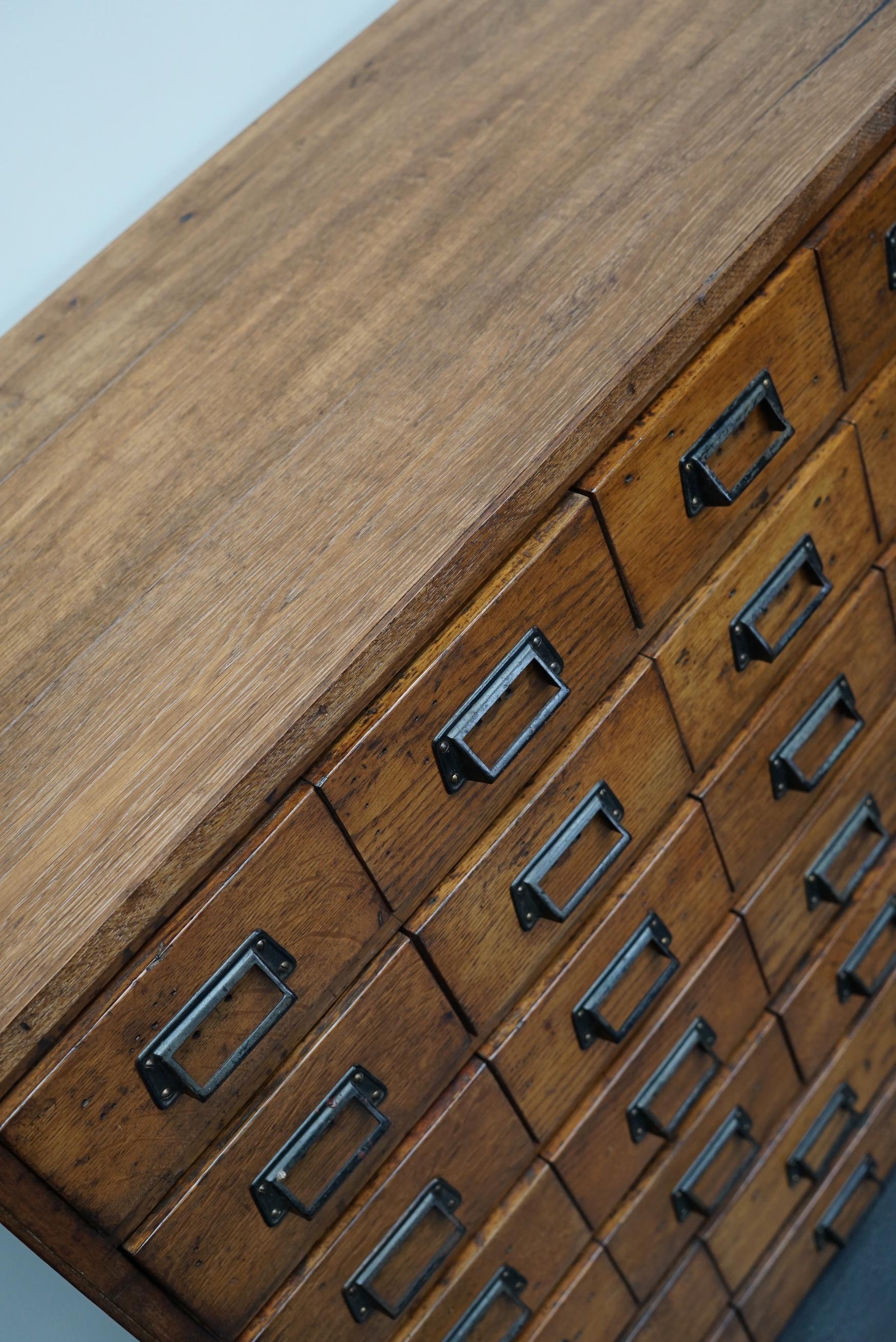 German Industrial Oak Apothecary Cabinet, Mid-20th Century 8