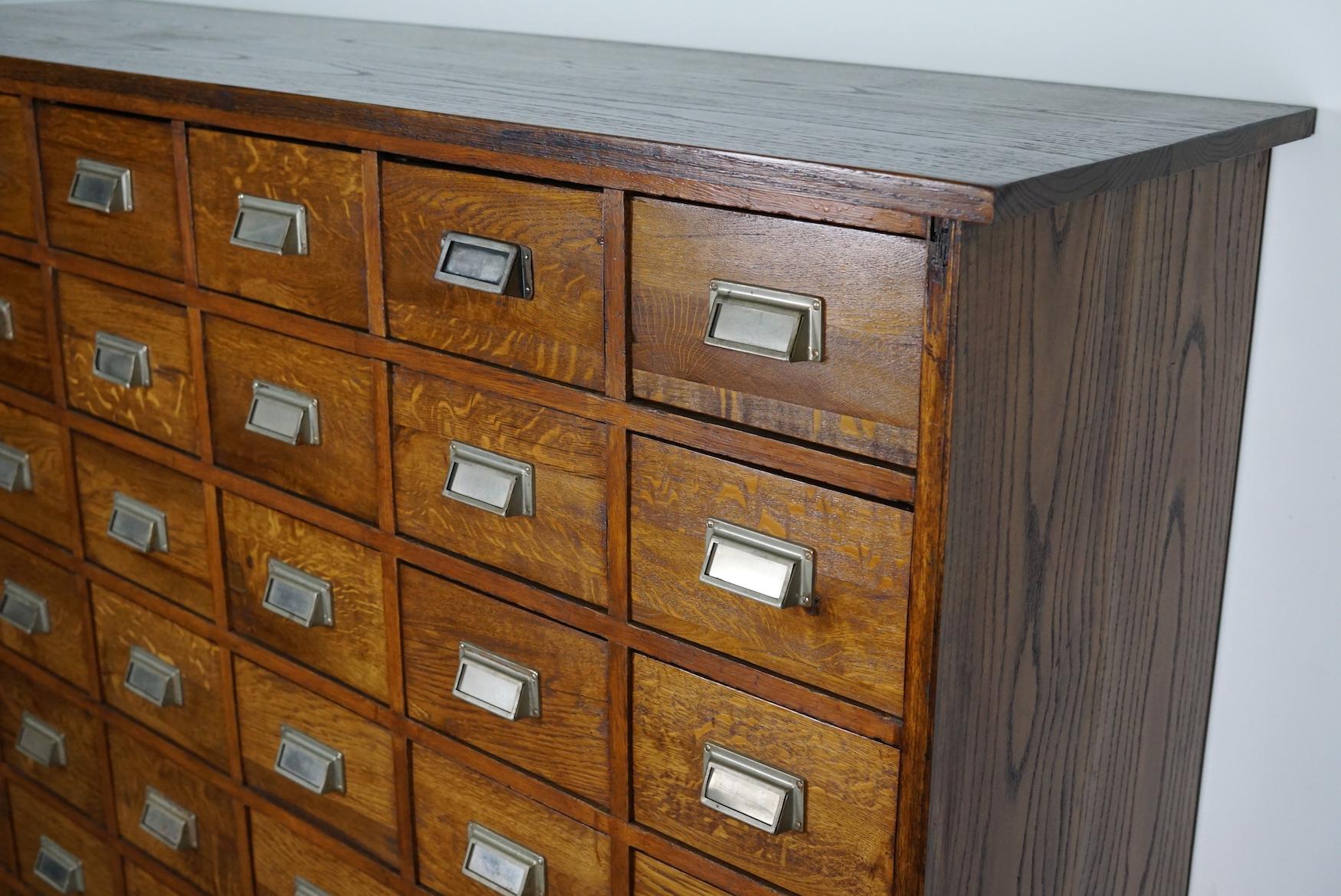 German Industrial Oak Apothecary Cabinet, Mid-20th Century 9