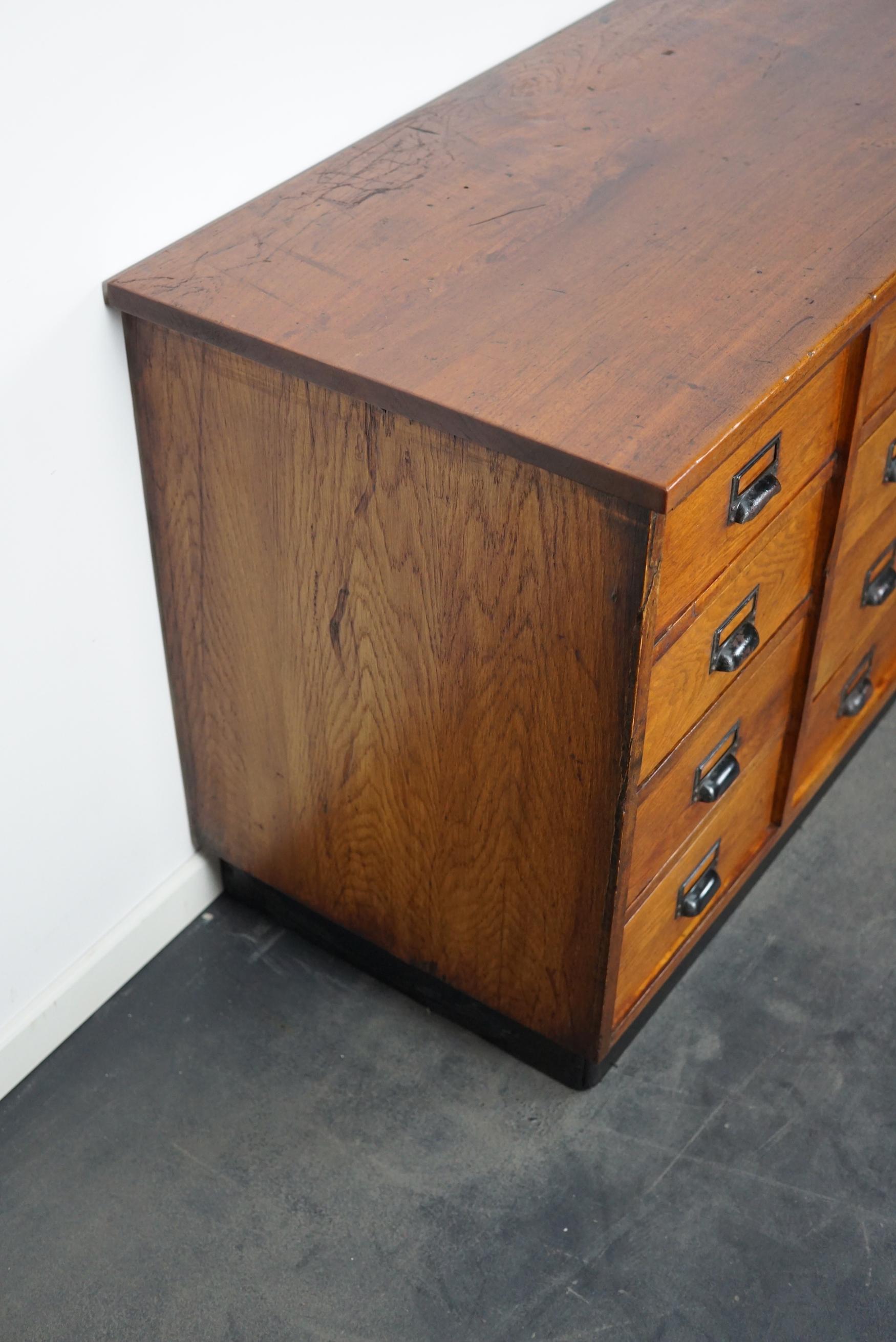 German Industrial Oak Apothecary Cabinet, Mid-20th Century 11