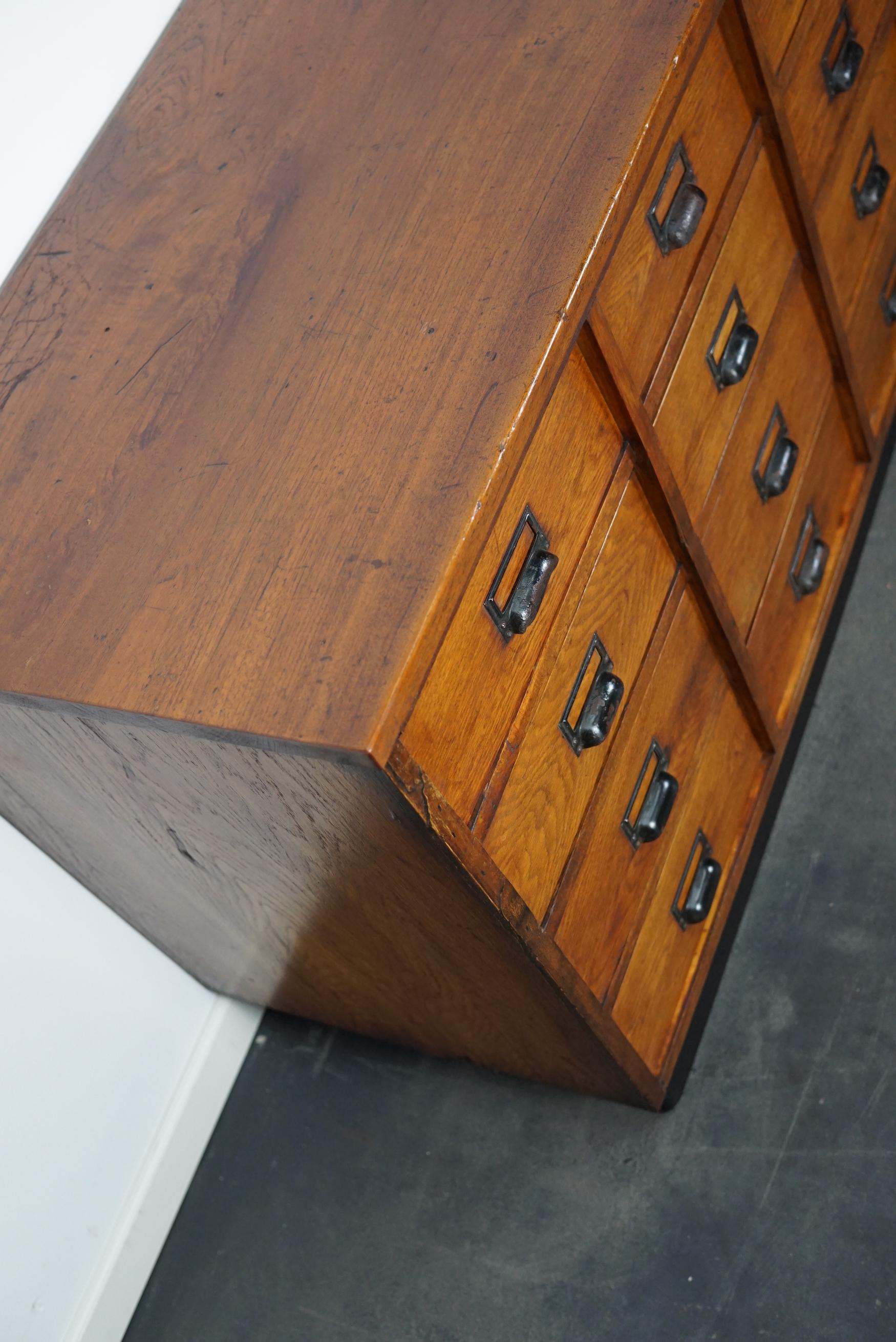 German Industrial Oak Apothecary Cabinet, Mid-20th Century 12