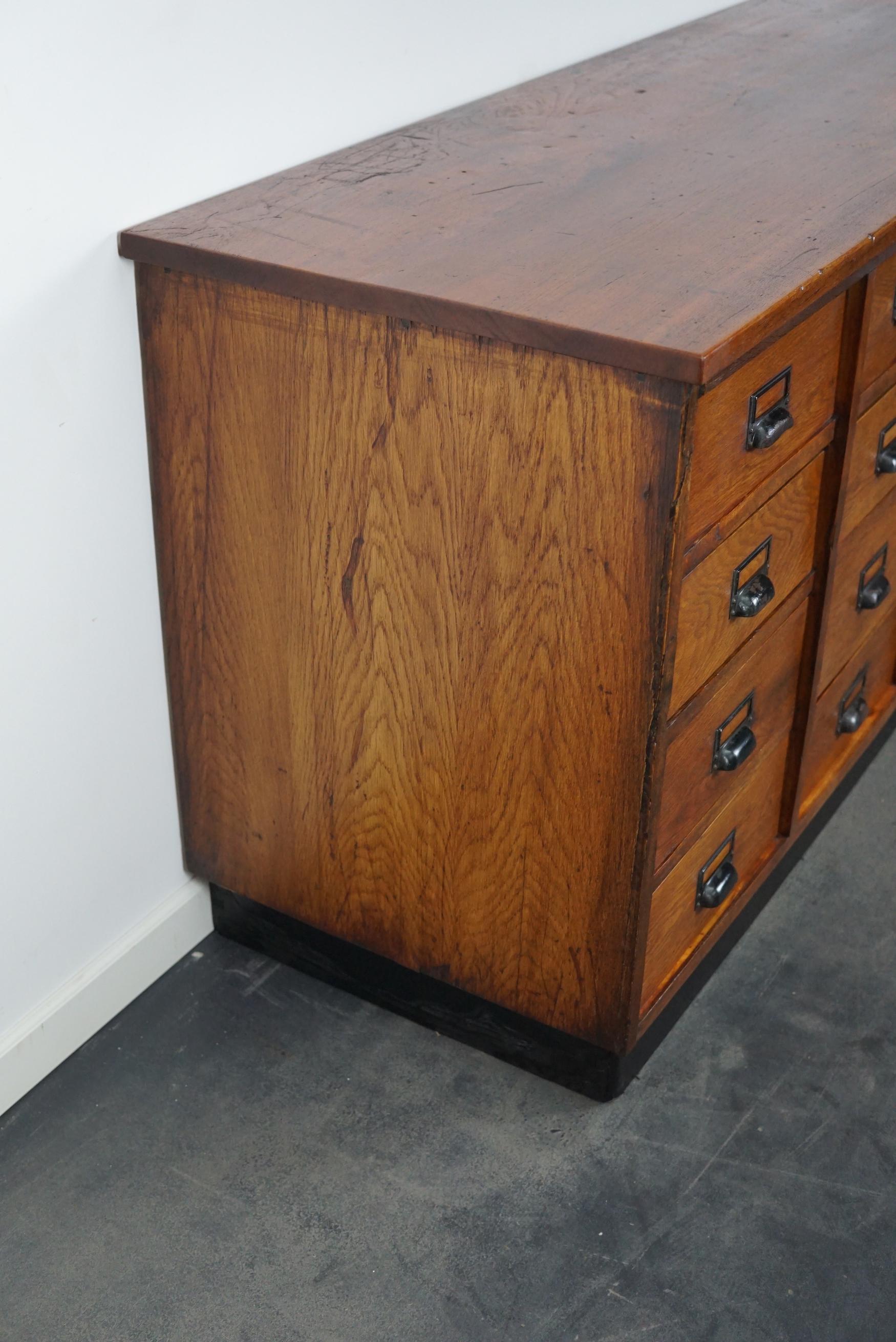 German Industrial Oak Apothecary Cabinet, Mid-20th Century 13