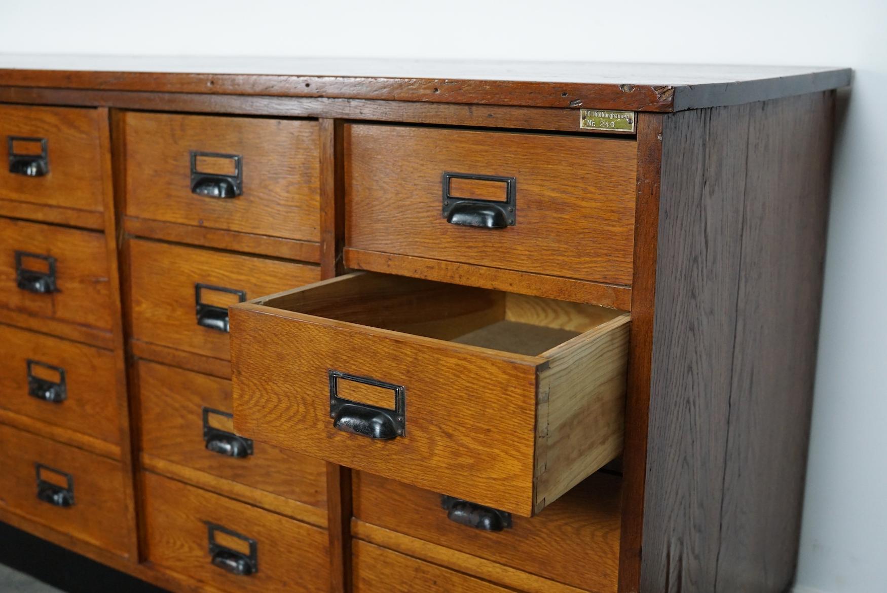 German Industrial Oak Apothecary Cabinet, Mid-20th Century 14
