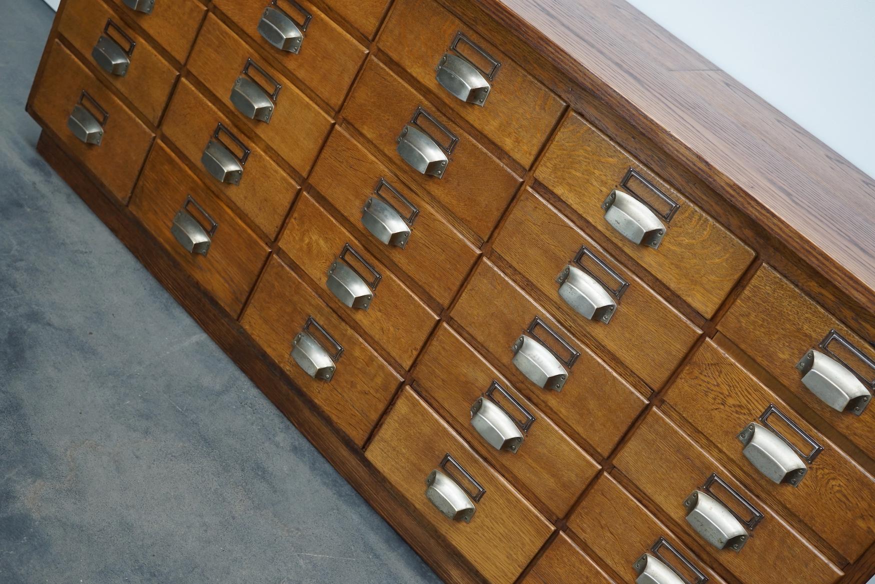Dutch German Industrial Oak Apothecary Cabinet, Mid-20th Century For Sale