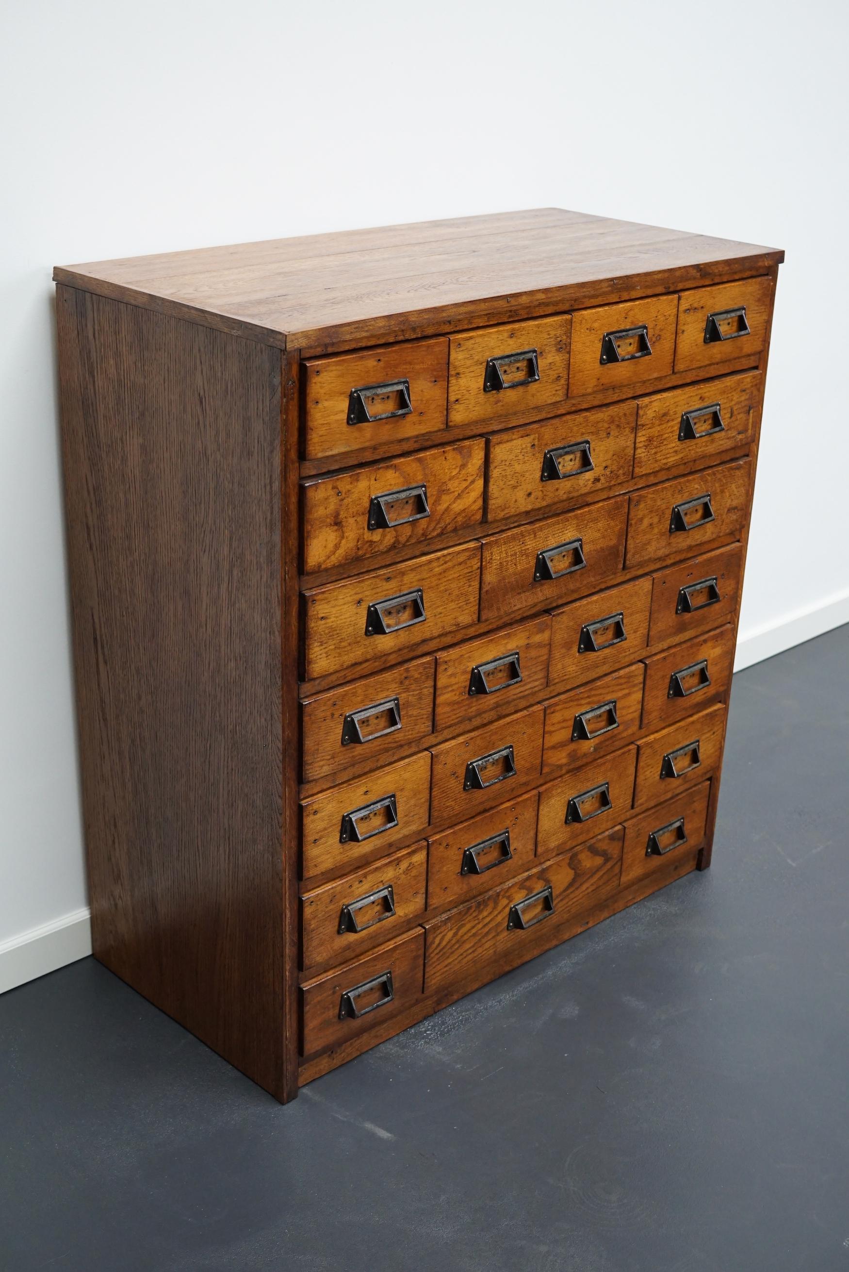 German Industrial Oak Apothecary Cabinet, Mid-20th Century 1