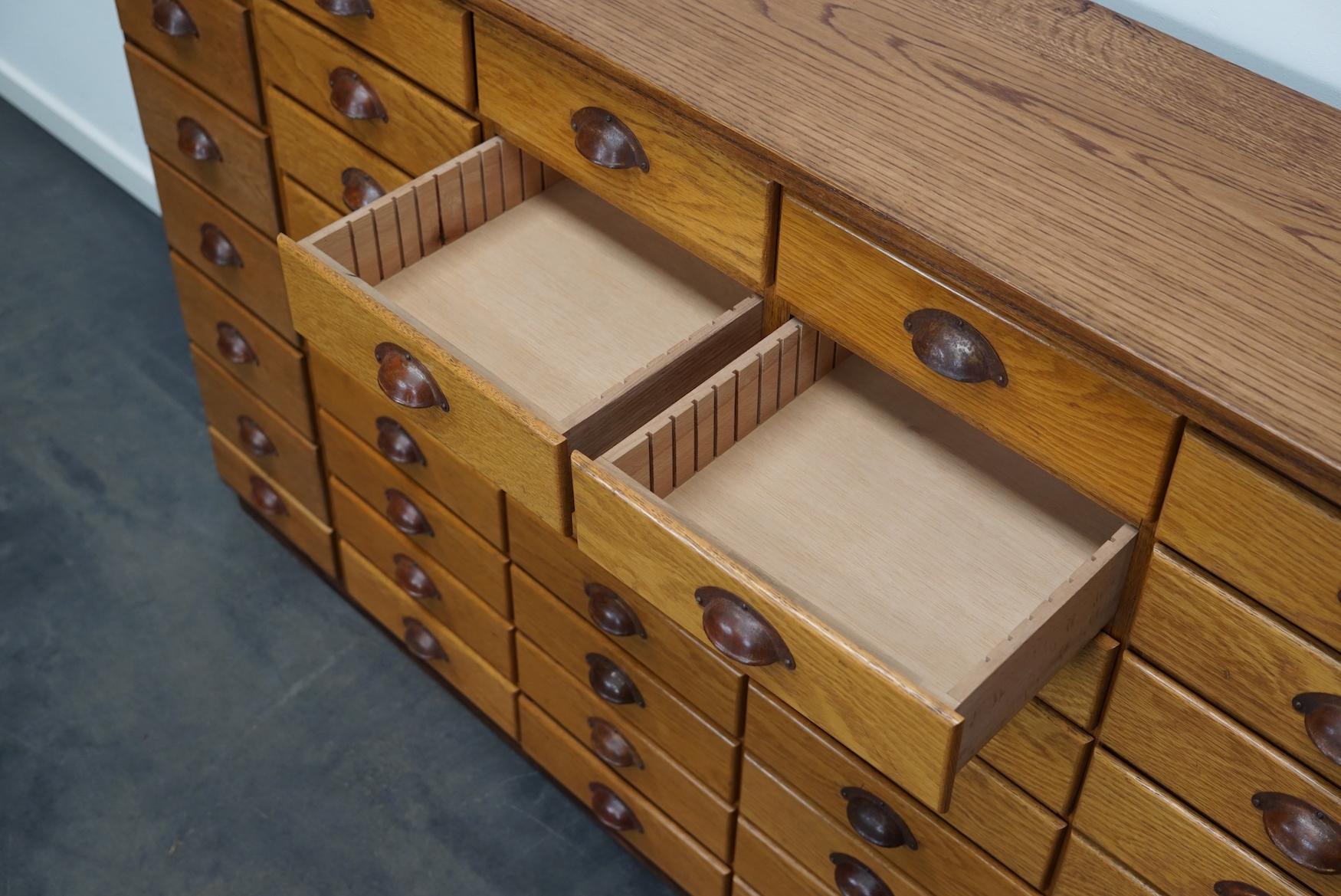 German Industrial Oak Apothecary Cabinet, Mid-20th Century 1