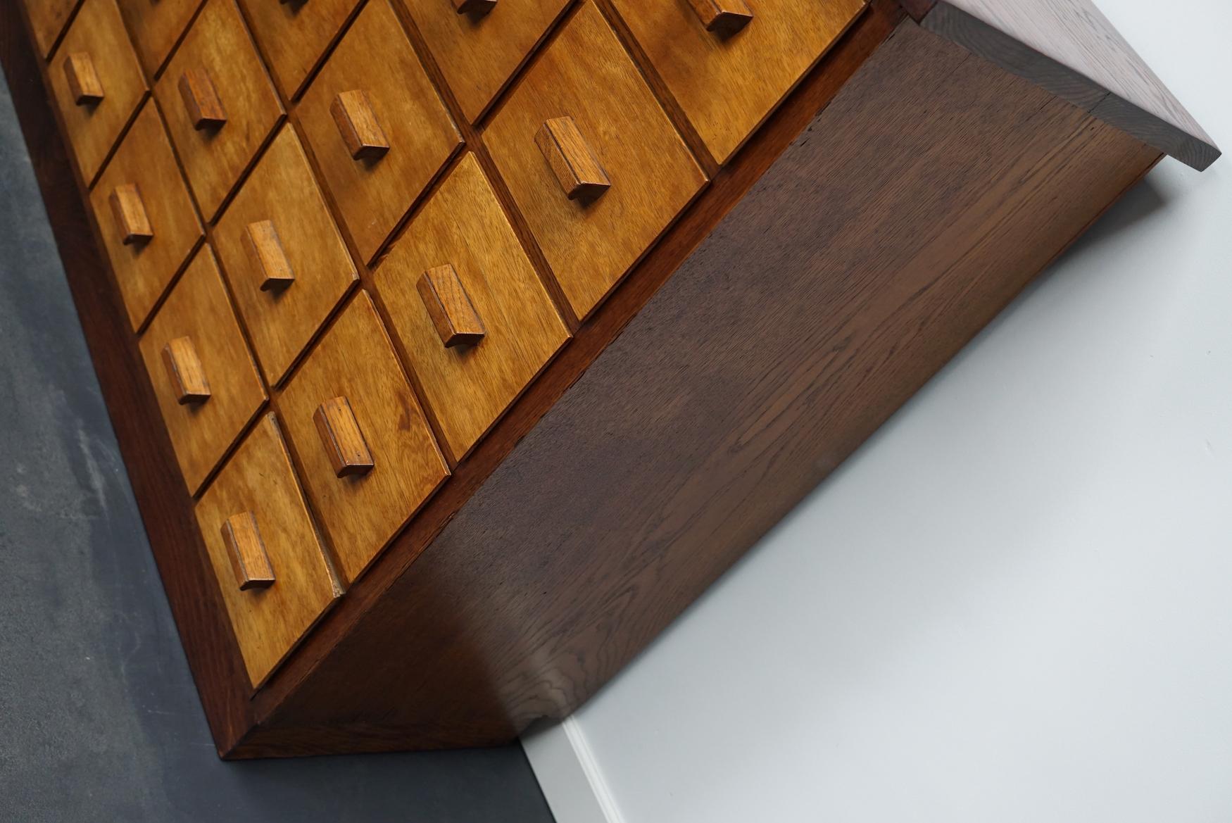 German Industrial Oak Apothecary Cabinet, Mid-20th Century 3