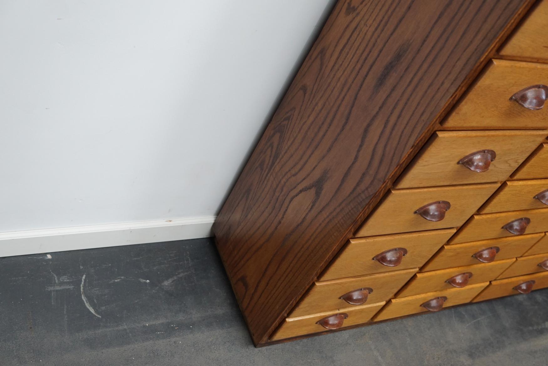 German Industrial Oak Apothecary Cabinet, Mid-20th Century 3