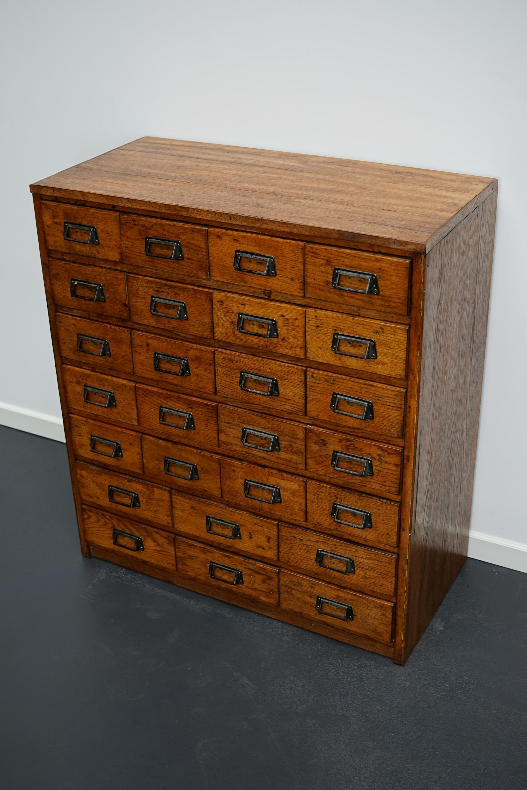 German Industrial Oak Apothecary Cabinet, Mid-20th Century 1