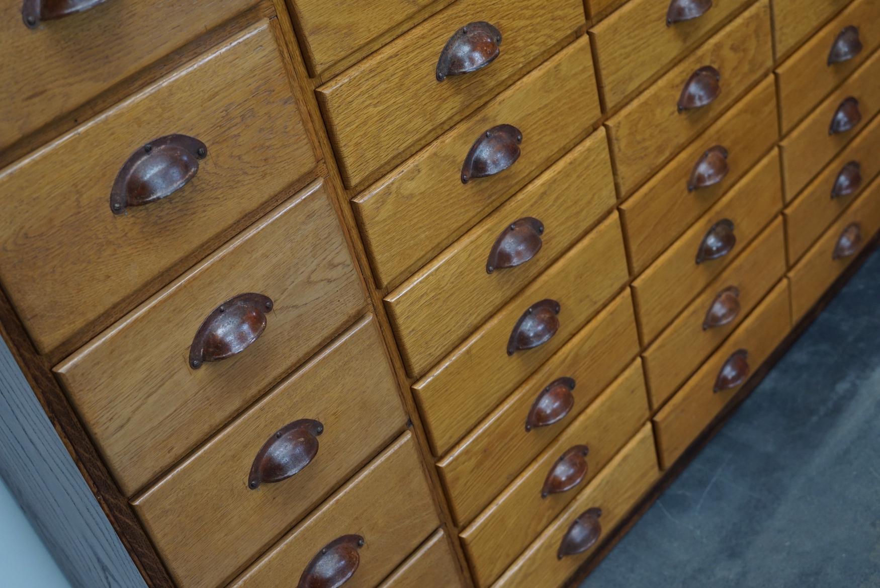 German Industrial Oak Apothecary Cabinet, Mid-20th Century 4