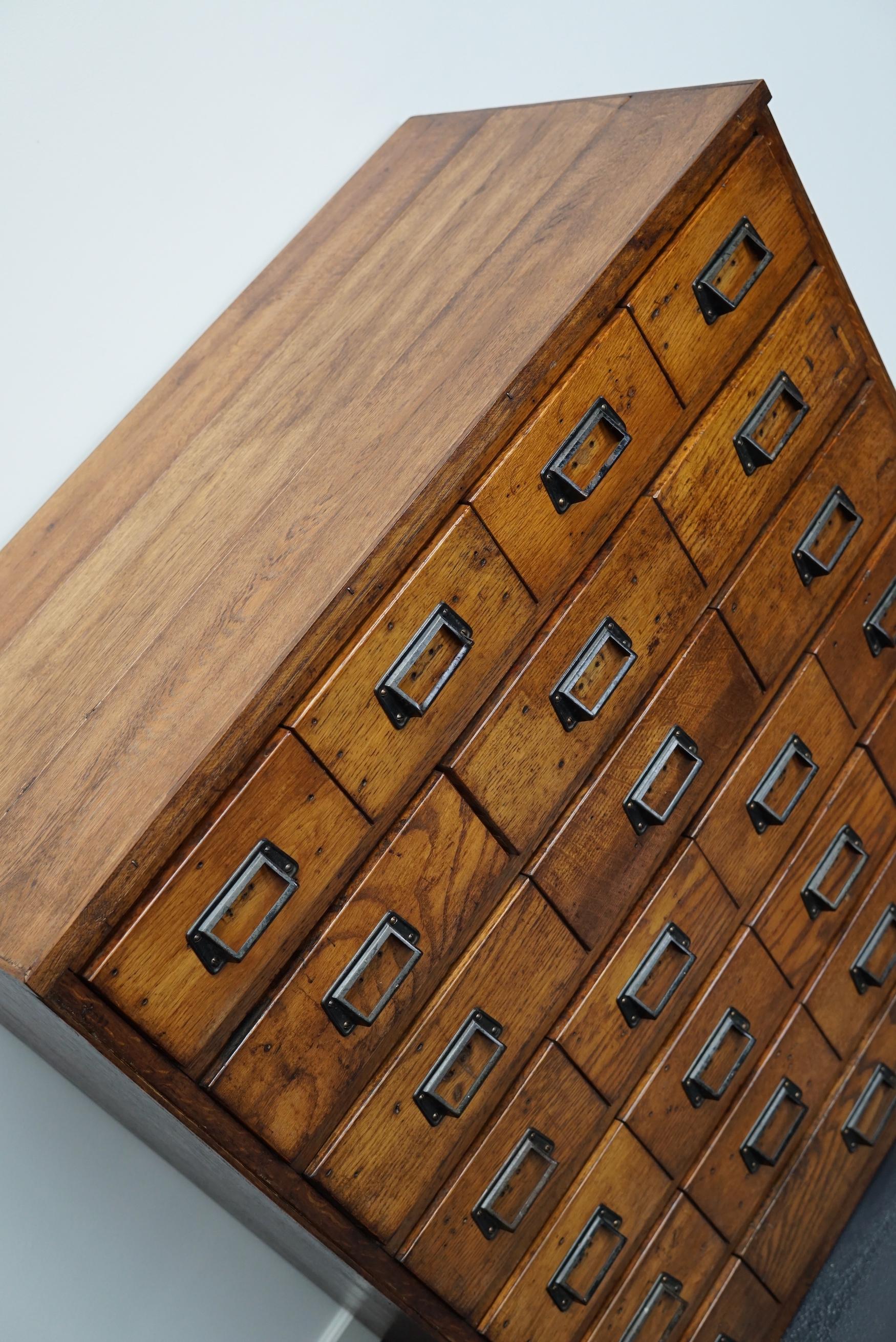 German Industrial Oak Apothecary Cabinet, Mid-20th Century 5