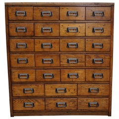 Retro German Industrial Oak Apothecary Cabinet, Mid-20th Century