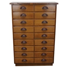 German Industrial Oak Apothecary Cabinet, Mid-20th Century