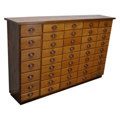 German Industrial Oak Apothecary Cabinet, Mid-20th Century