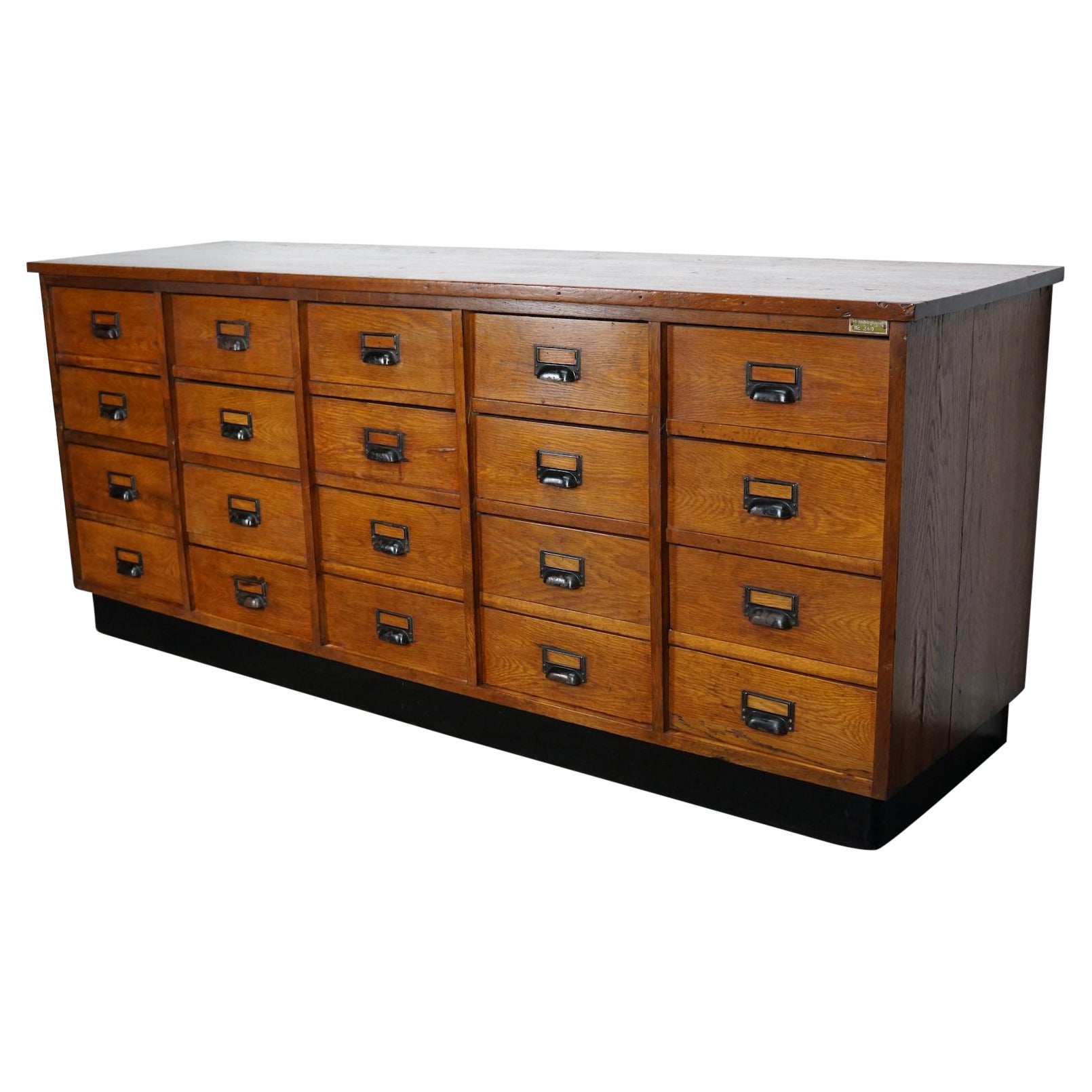 German Industrial Oak Apothecary Cabinet, Mid-20th Century