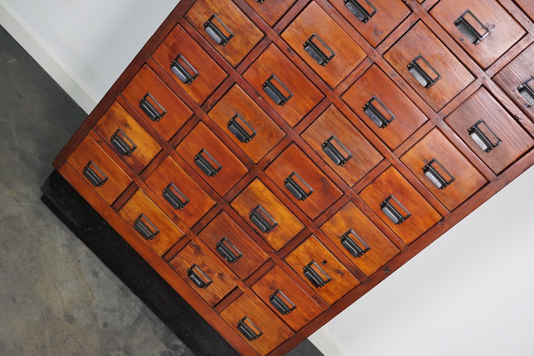 German Industrial Pine Apothecary Cabinet, Mid-20th Century In Good Condition In Nijmegen, NL