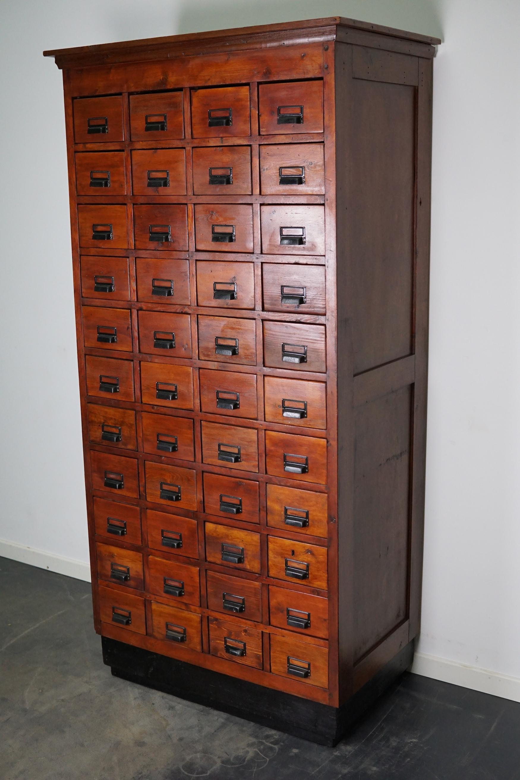 German Industrial Pine Apothecary Cabinet, Mid-20th Century 1