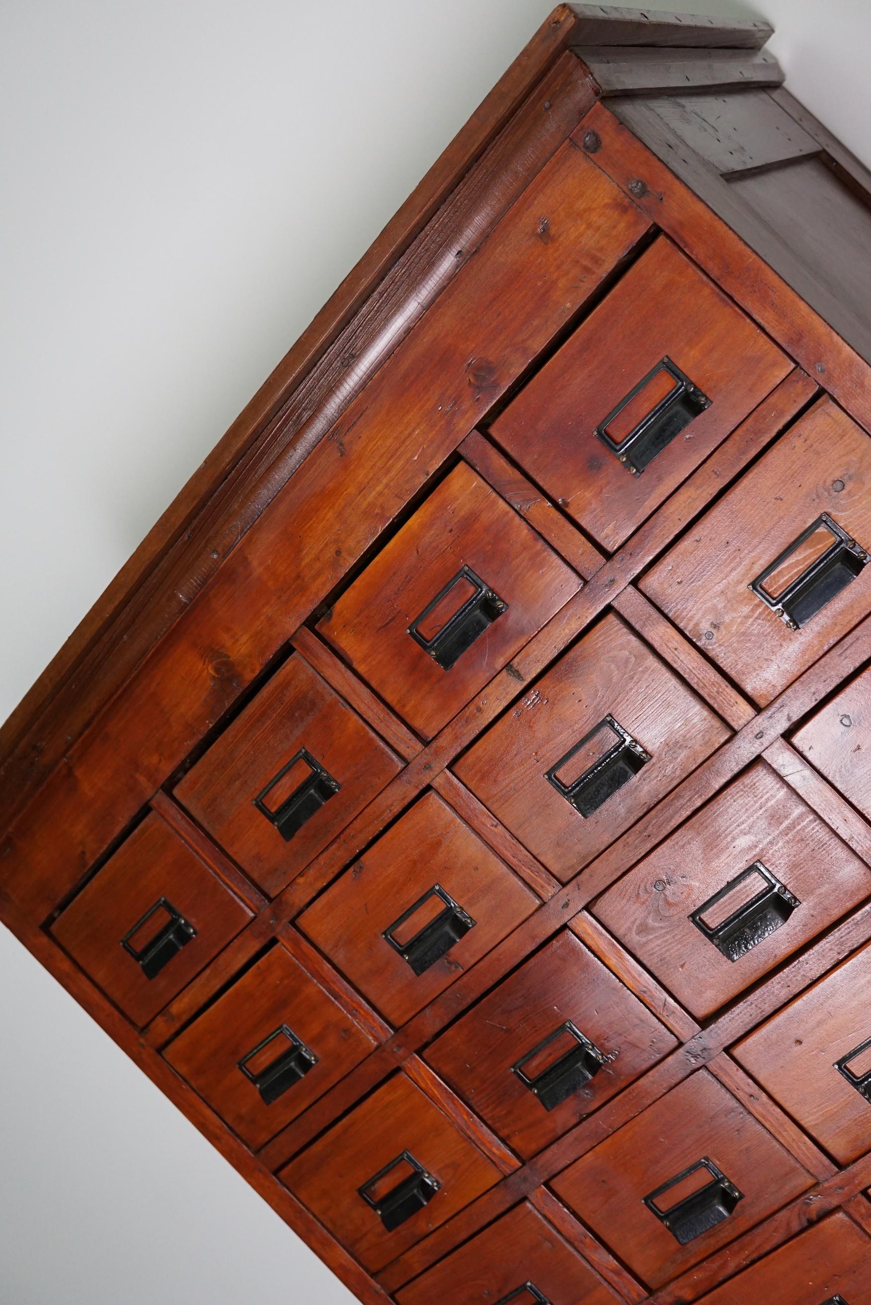 German Industrial Pine Apothecary Cabinet, Mid-20th Century 3