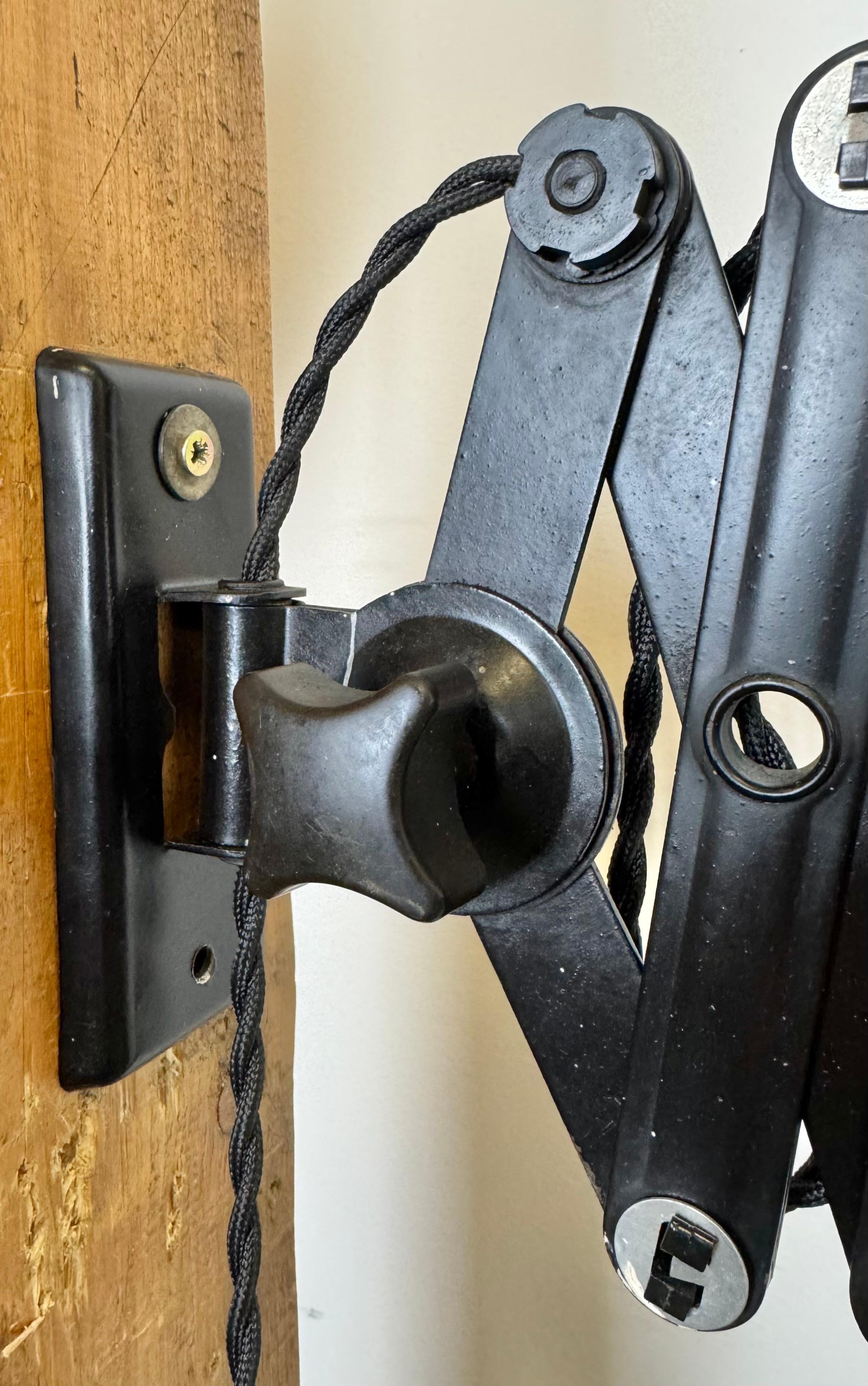 Black German Industrial Scissor Wall Lamp by LBL, 1950s For Sale 8