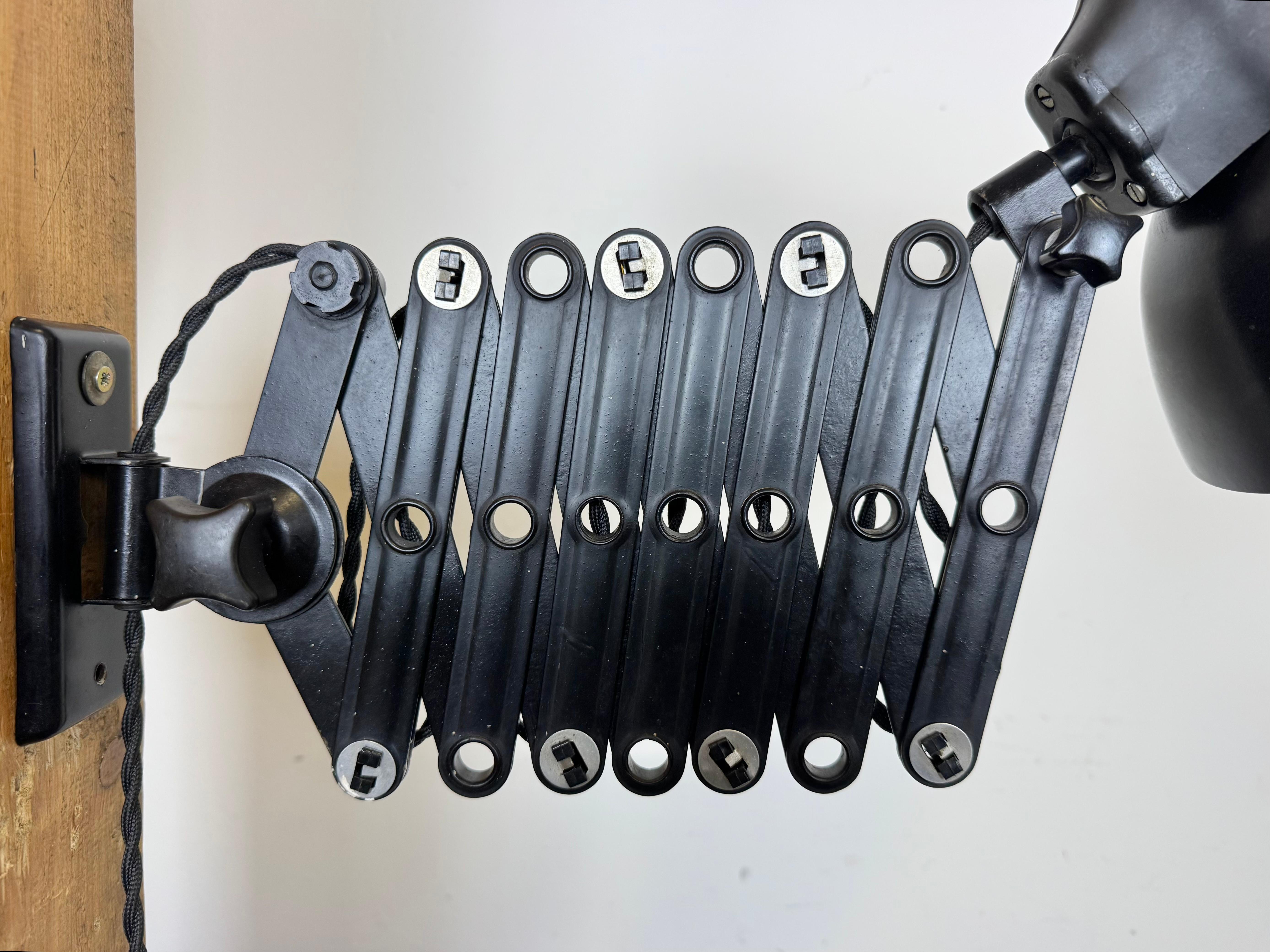 Black German Industrial Scissor Wall Lamp by LBL, 1950s For Sale 12