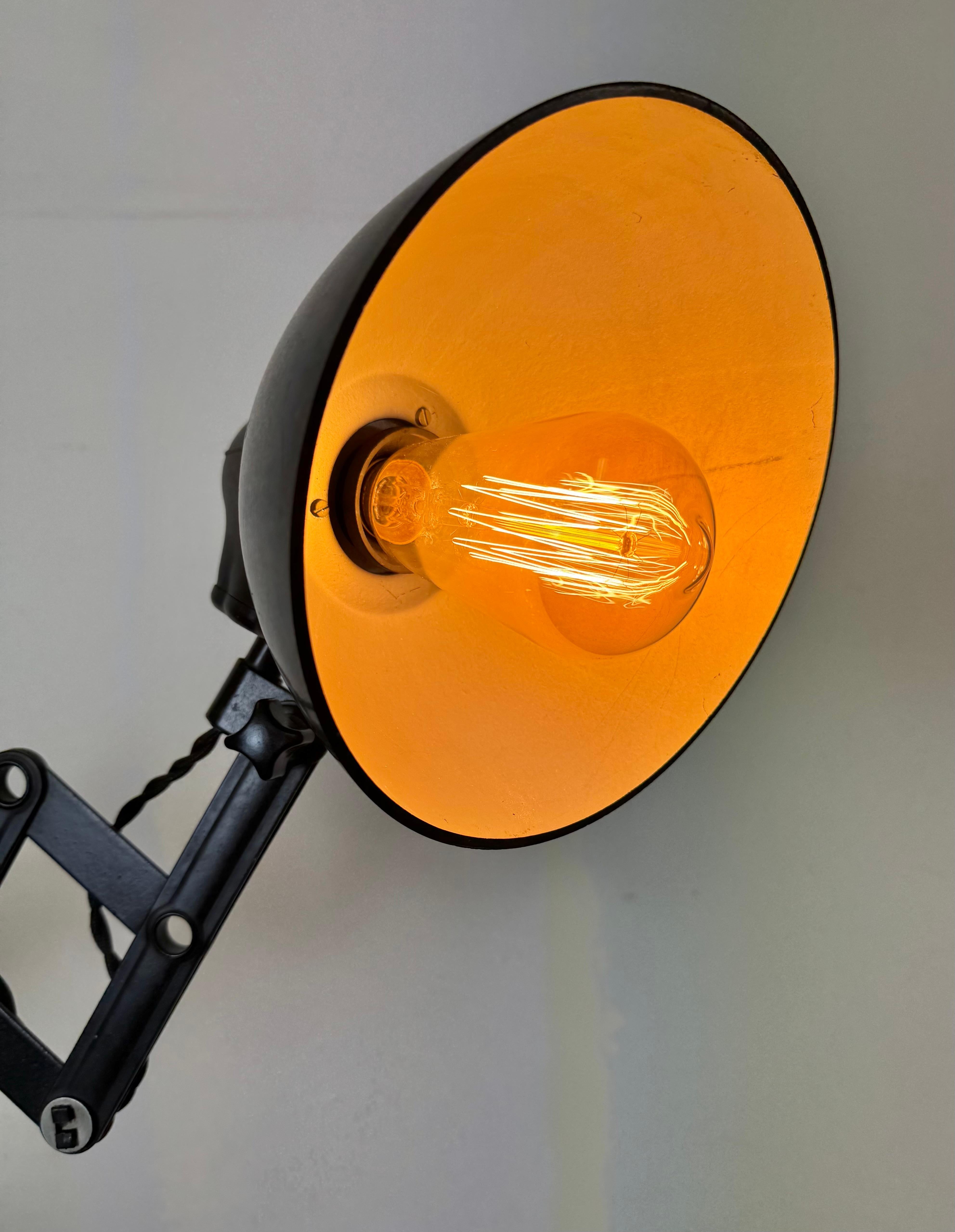 Black German Industrial Scissor Wall Lamp by LBL, 1950s For Sale 14
