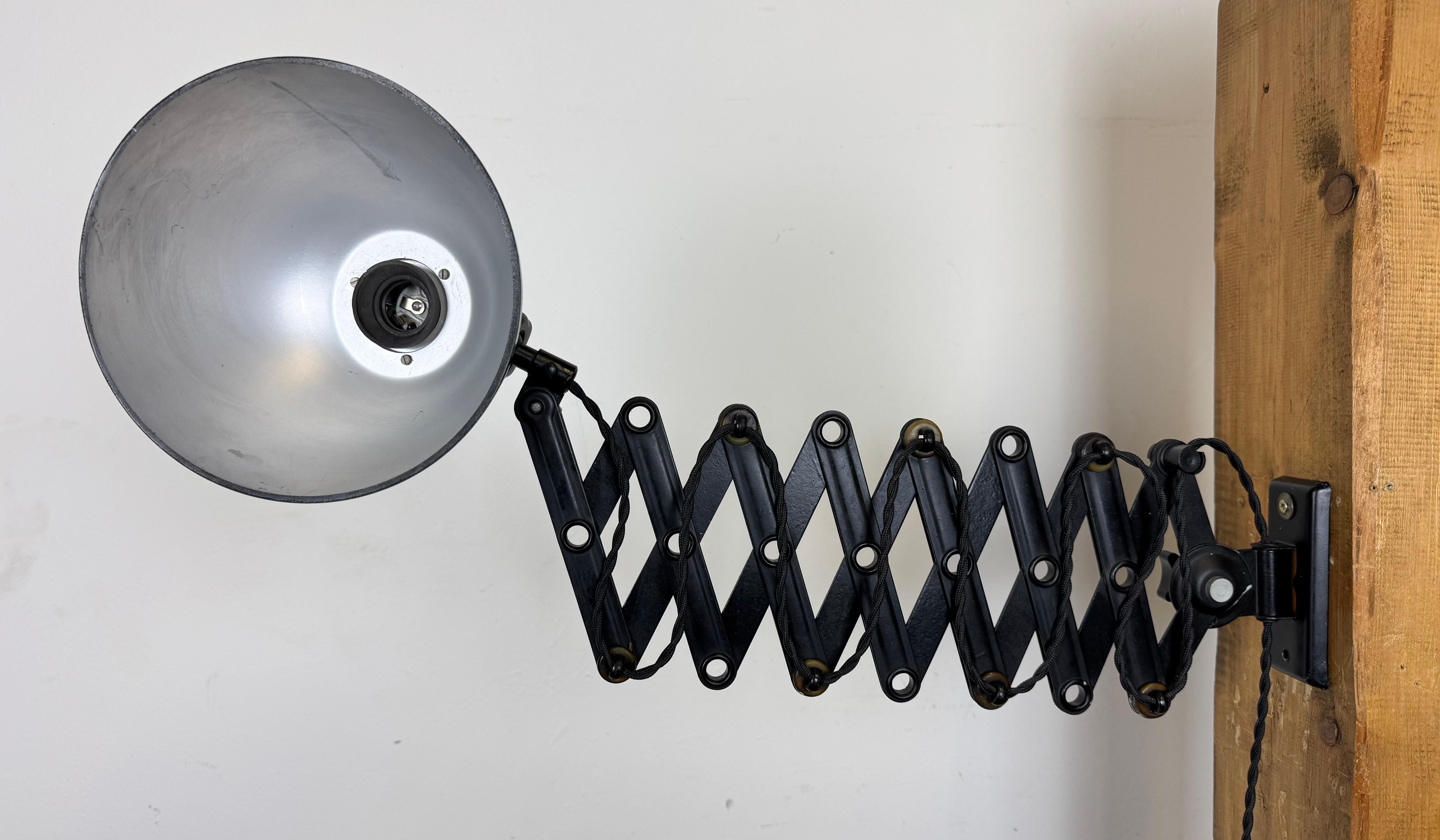 Iron Black German Industrial Scissor Wall Lamp by LBL, 1950s For Sale
