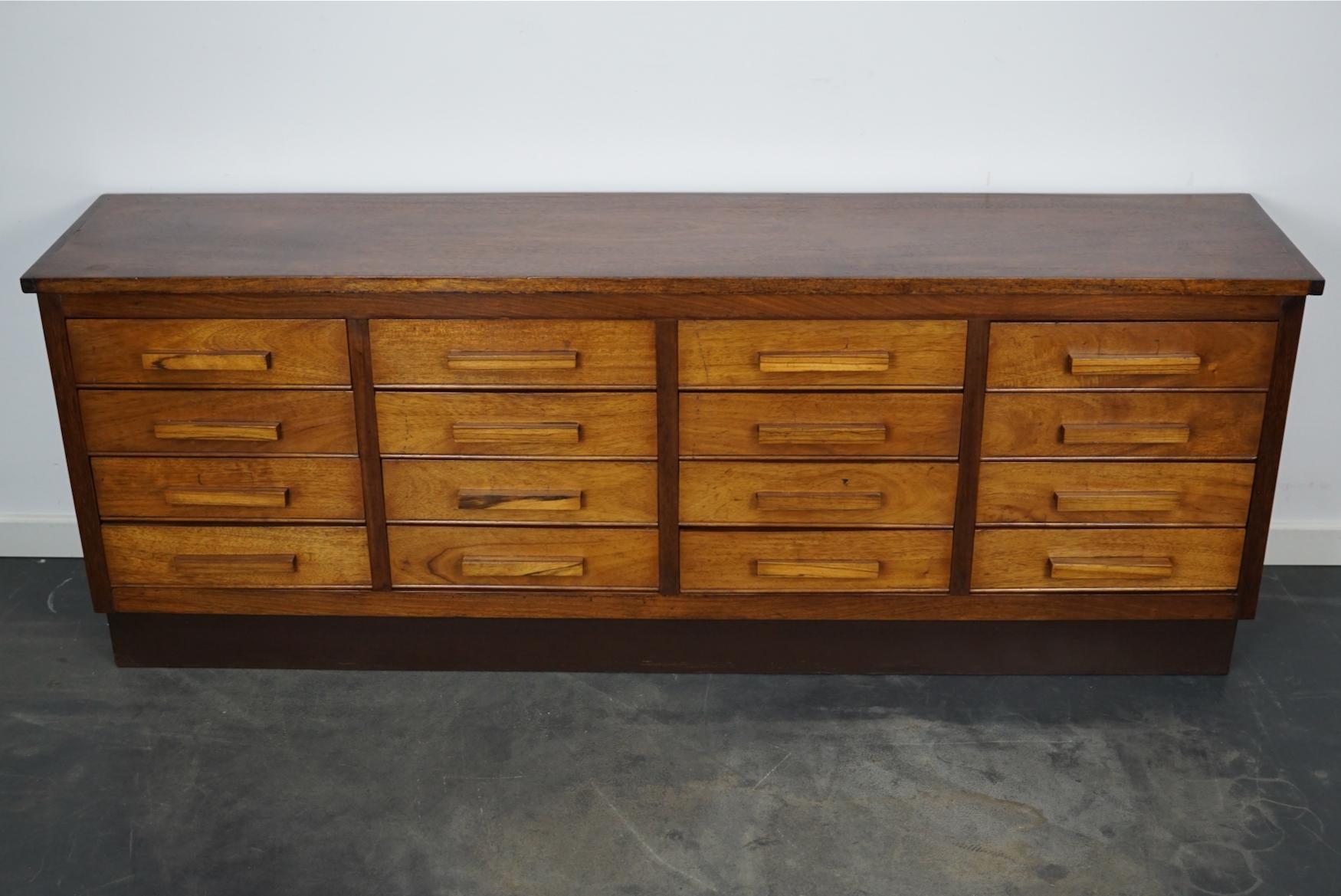 German Industrial Walnut Apothecary Cabinet / Lowboard, Mid-20th Century 7