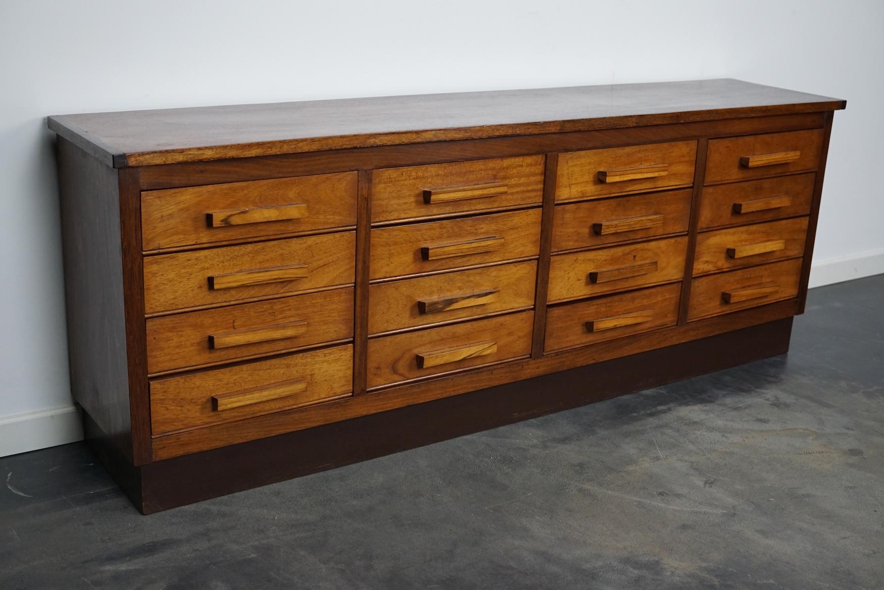 German Industrial Walnut Apothecary Cabinet / Lowboard, Mid-20th Century 8