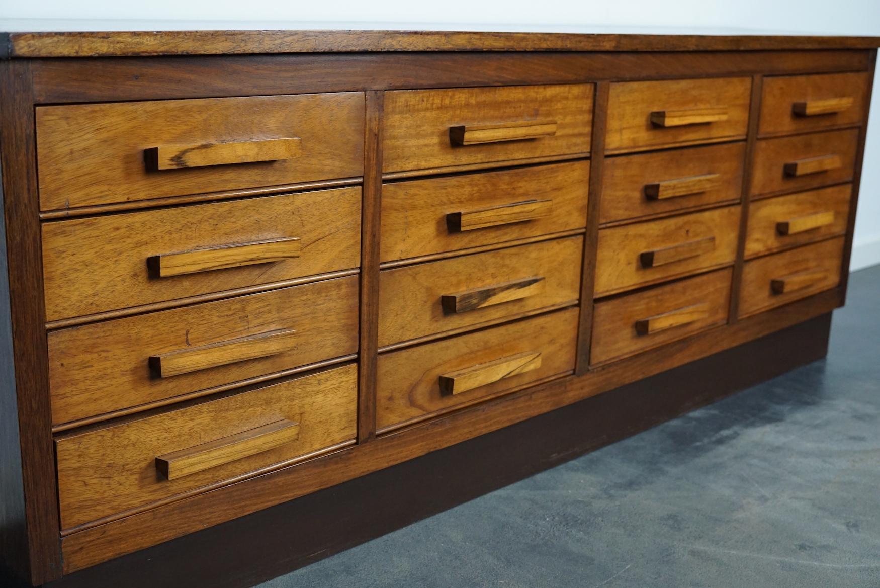 German Industrial Walnut Apothecary Cabinet / Lowboard, Mid-20th Century 9