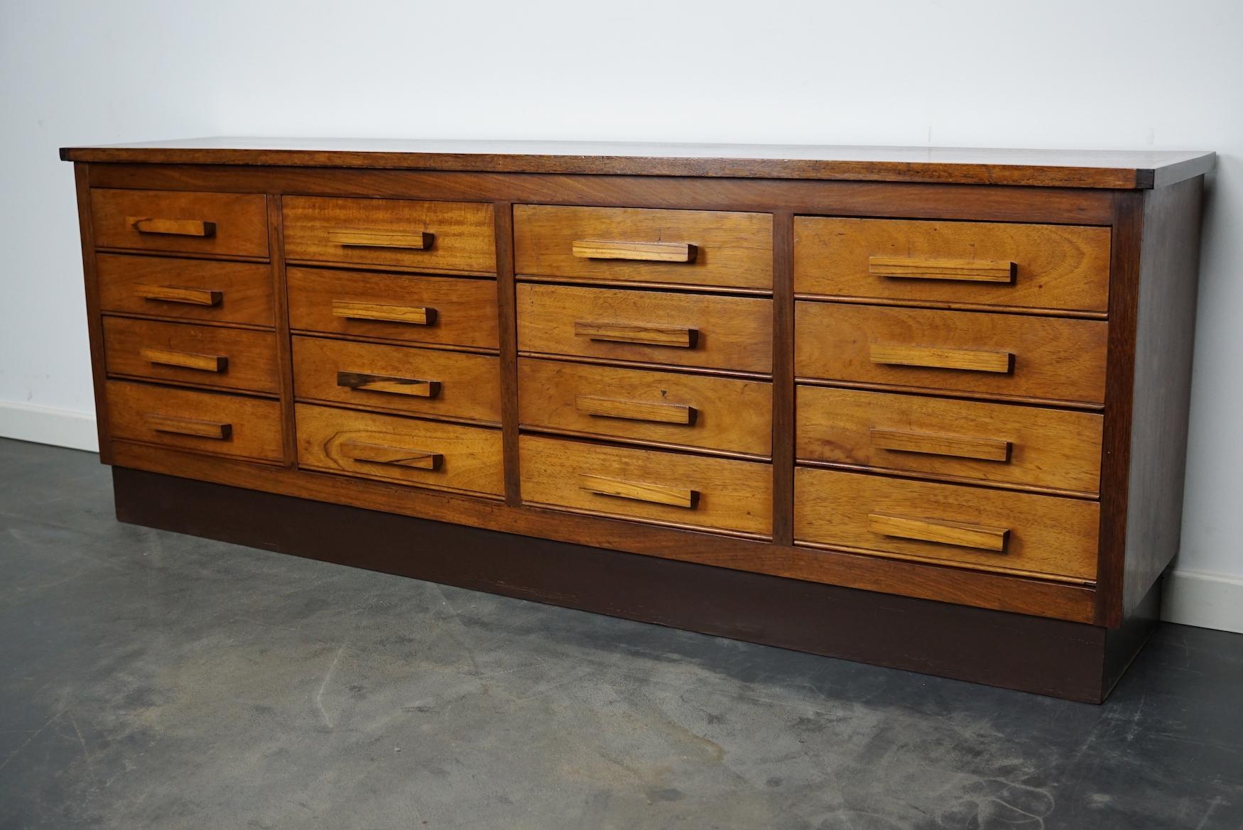 German Industrial Walnut Apothecary Cabinet / Lowboard, Mid-20th Century 3