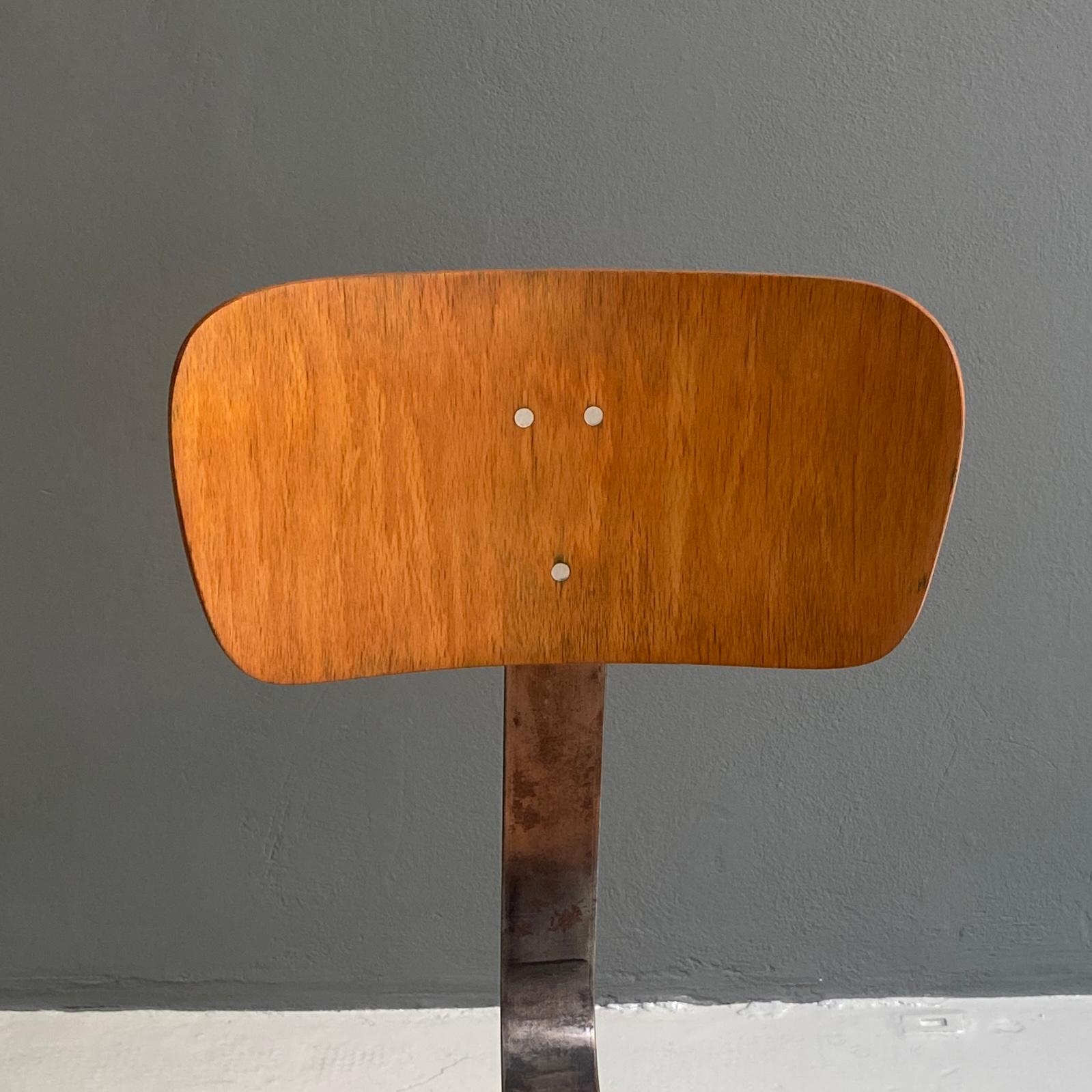 German Industrial Wood and Metal Adjustable Chair, 1930s 4