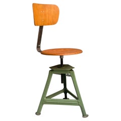 German Industrial Wood and Metal Adjustable Chair, 1930s