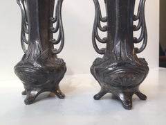 German Jugend Pewter Vases, 1910s