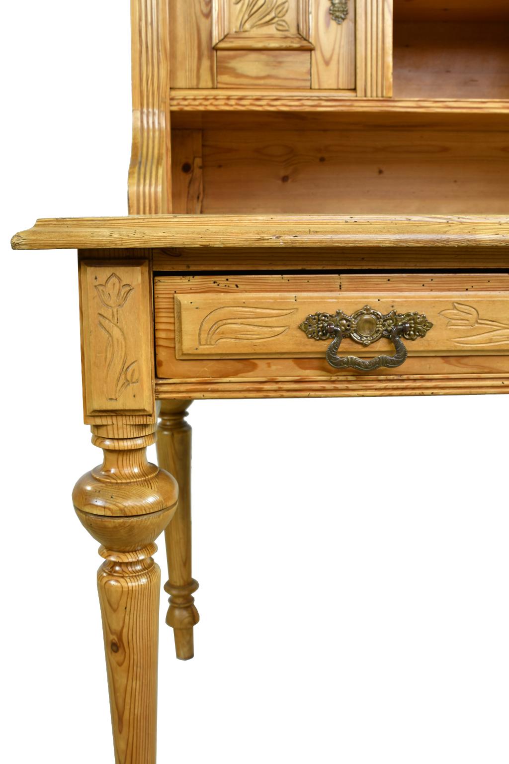 Antique 19th Century German Jugendstil/ Art Nouveau Writing Desk in Pine For Sale 8