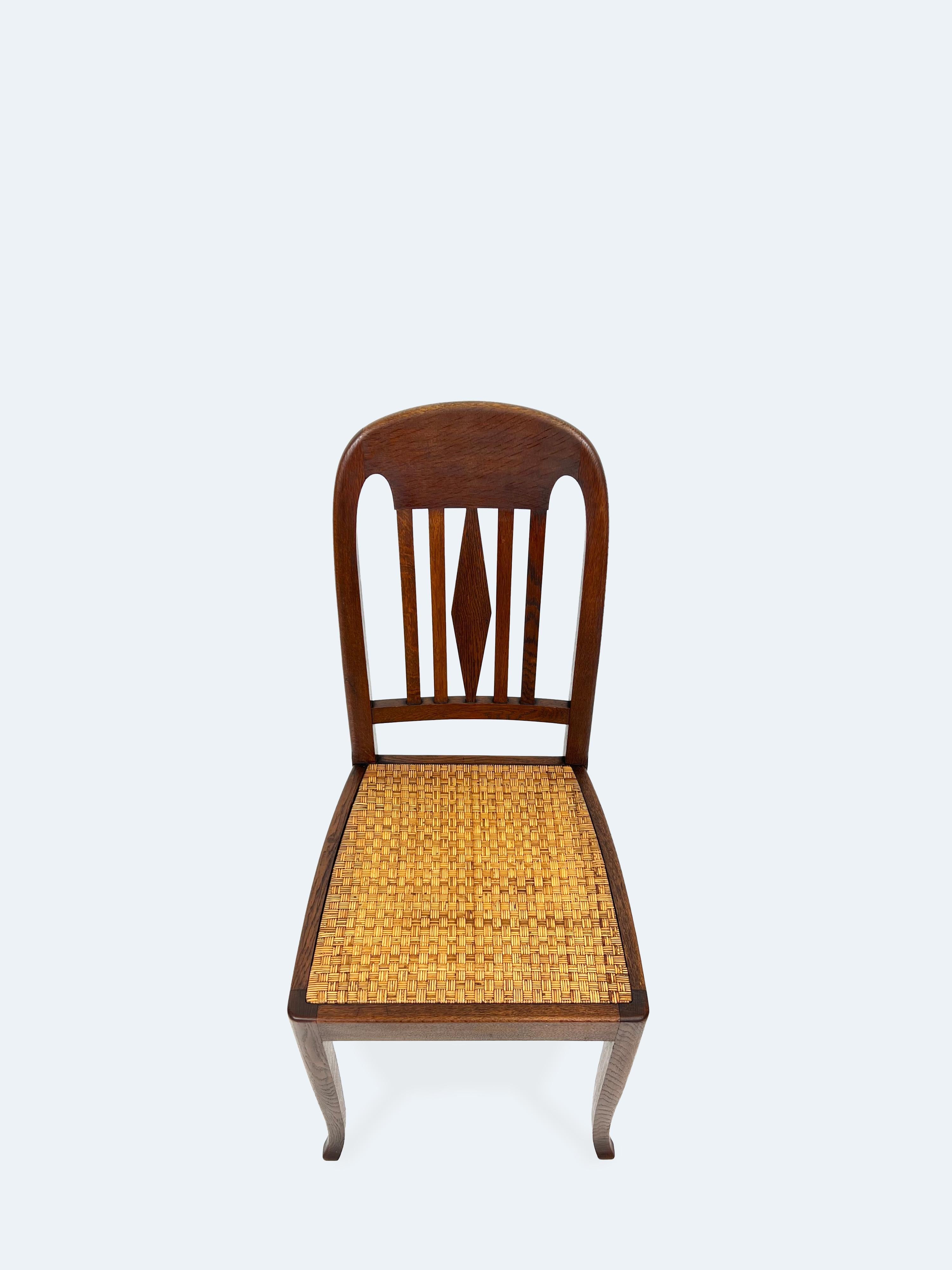 Deutscher Jugendstilstuhl im Stil von Bruno Paul, um 1905 (Rattan) im Angebot