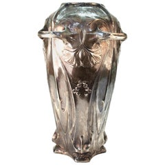 German Jugendstil Monumental Silvered Brass Vase