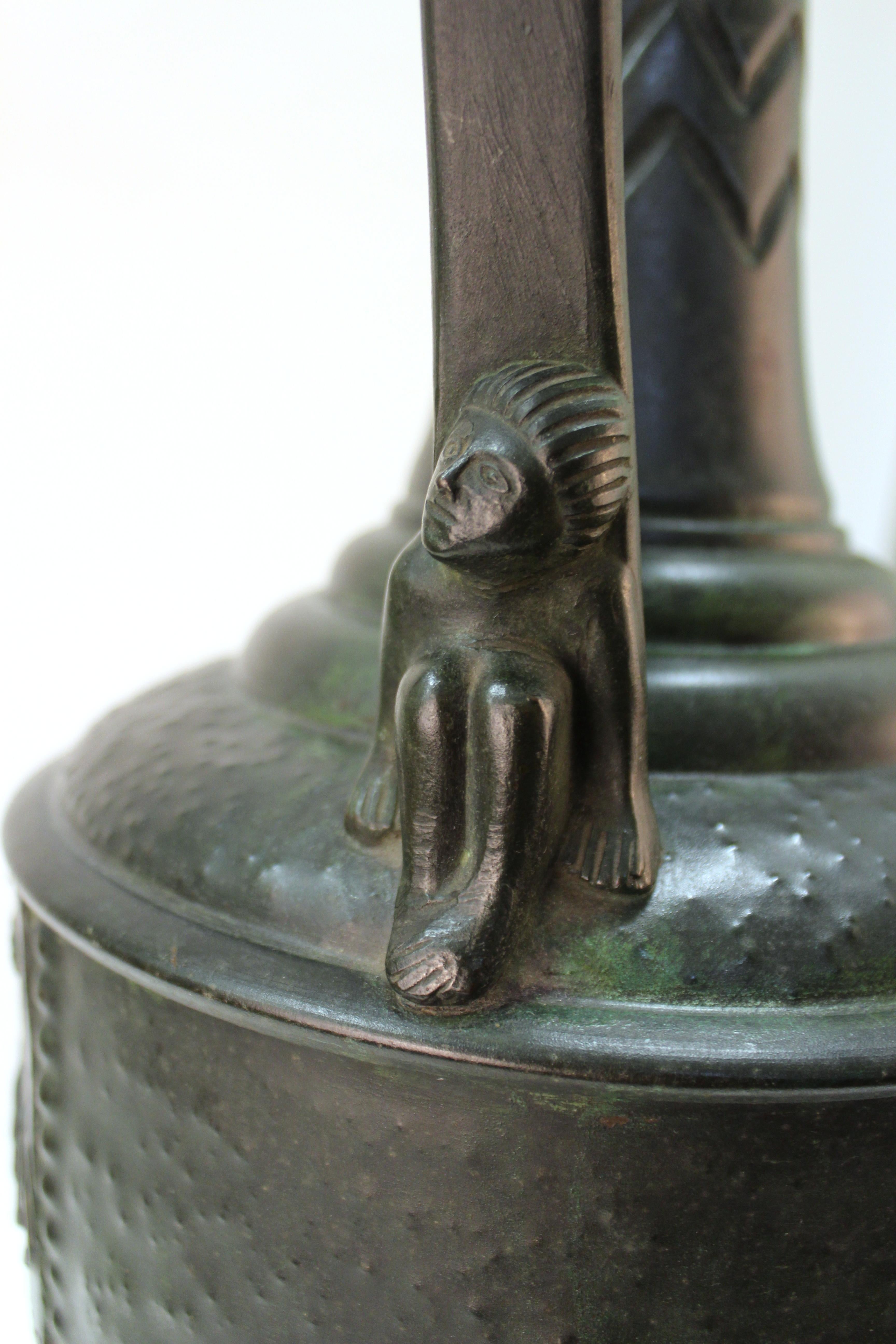 German Jugendstil Period Brass Repoussé Amphora With bronze Detailing For Sale 5