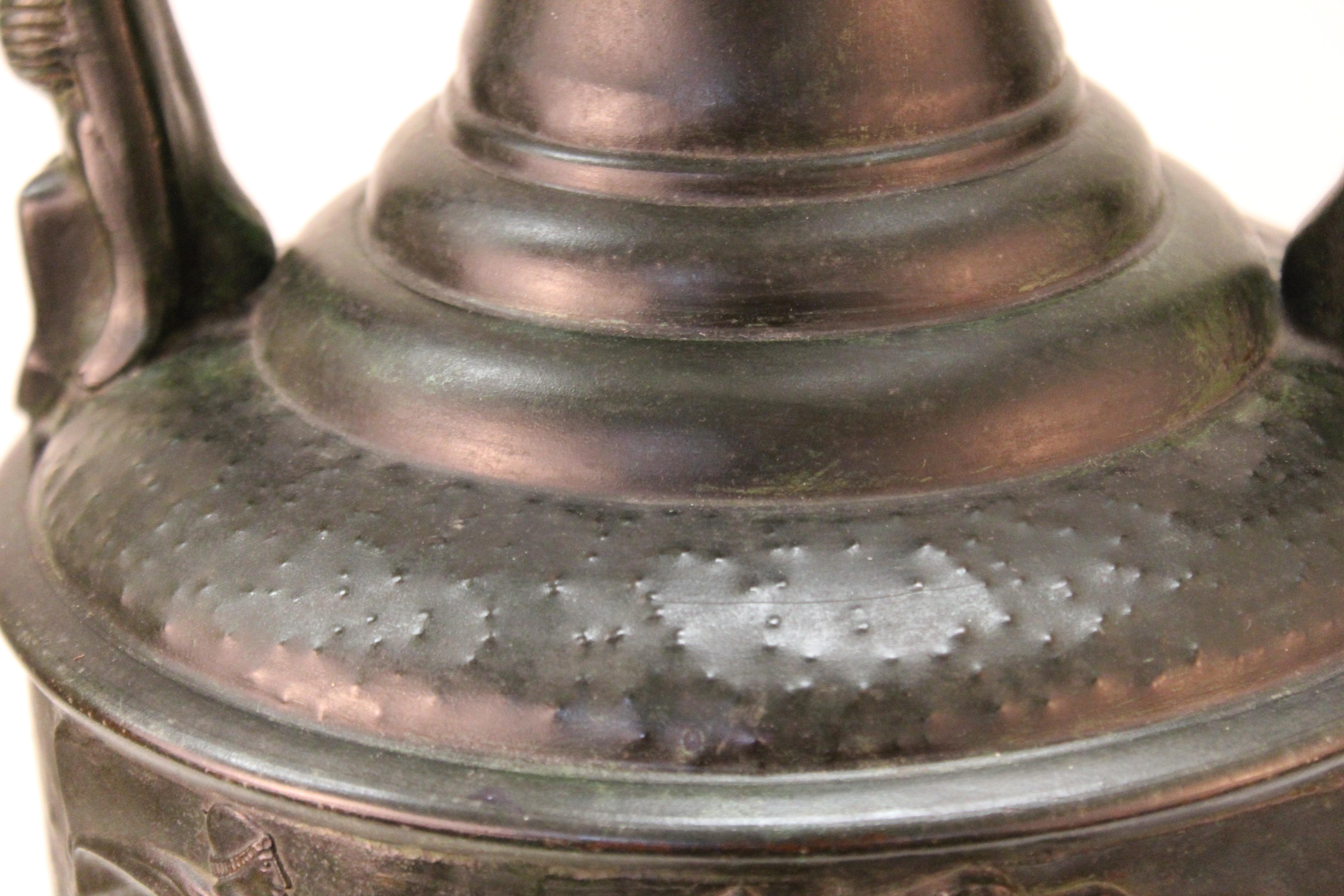 German Jugendstil Period Brass Repoussé Amphora With bronze Detailing For Sale 9