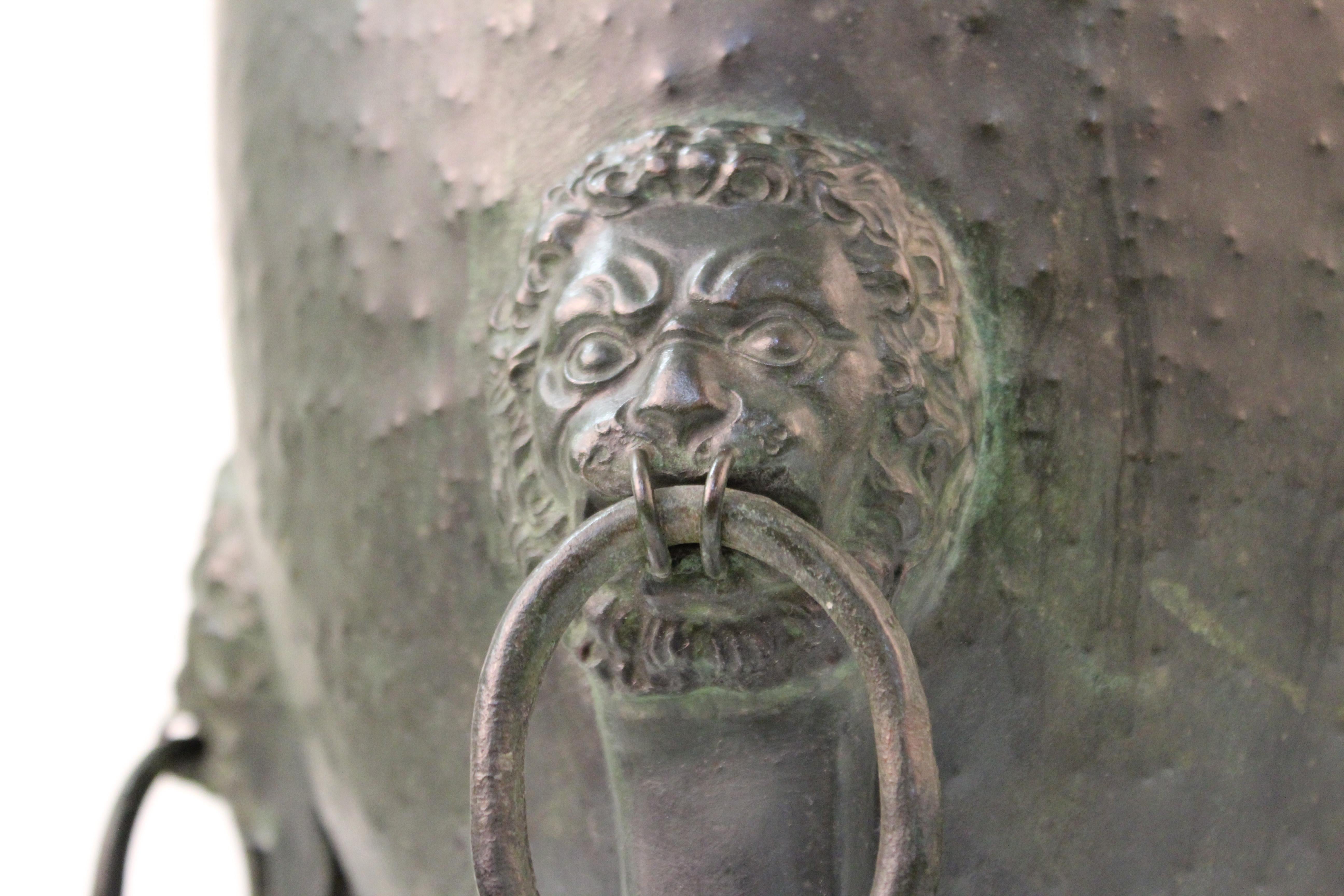 German Jugendstil Period Brass Repoussé Amphora With bronze Detailing For Sale 12
