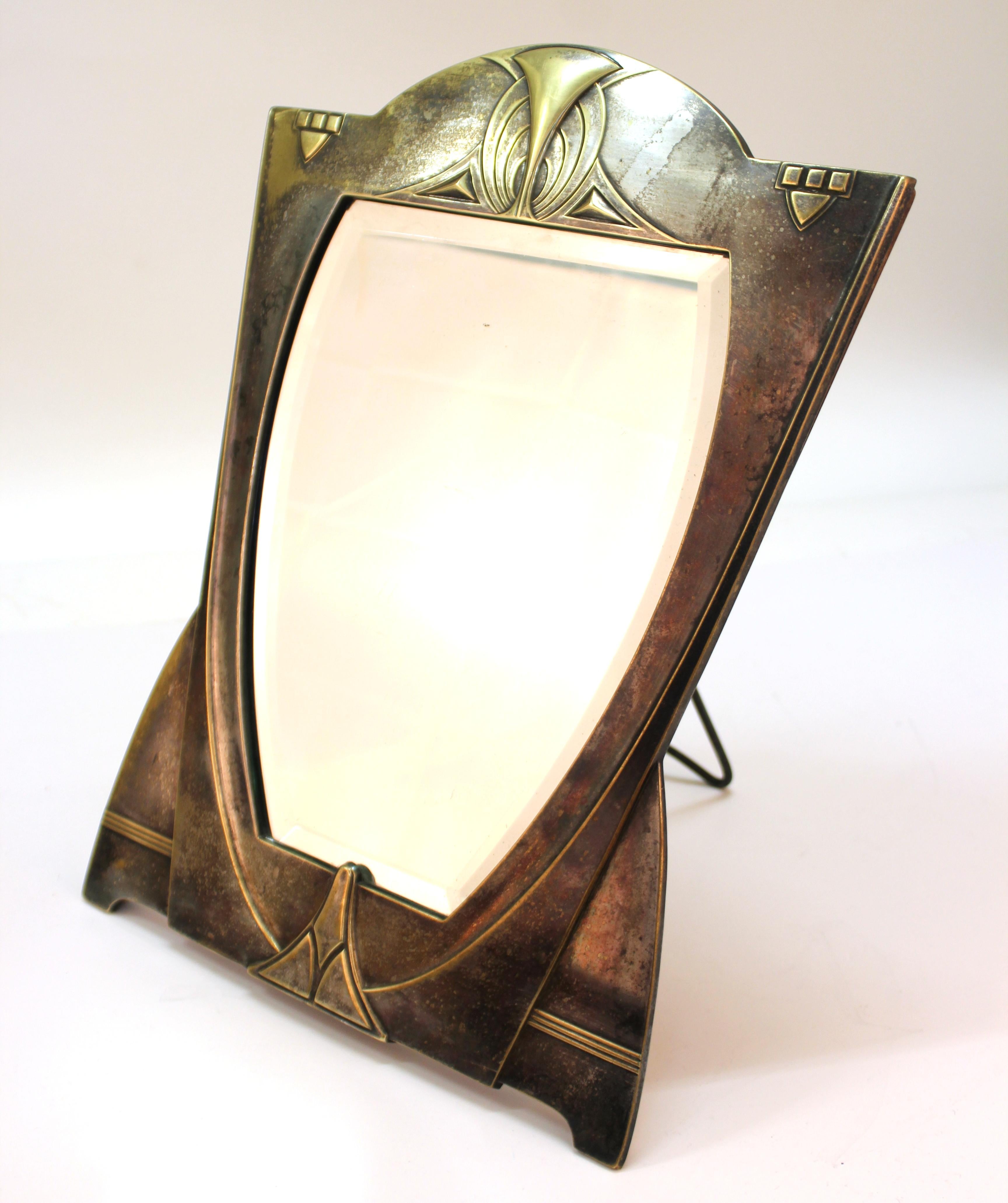 German Jugendstil Silvered Brass Mirror Attributed to Peter Behrens 7