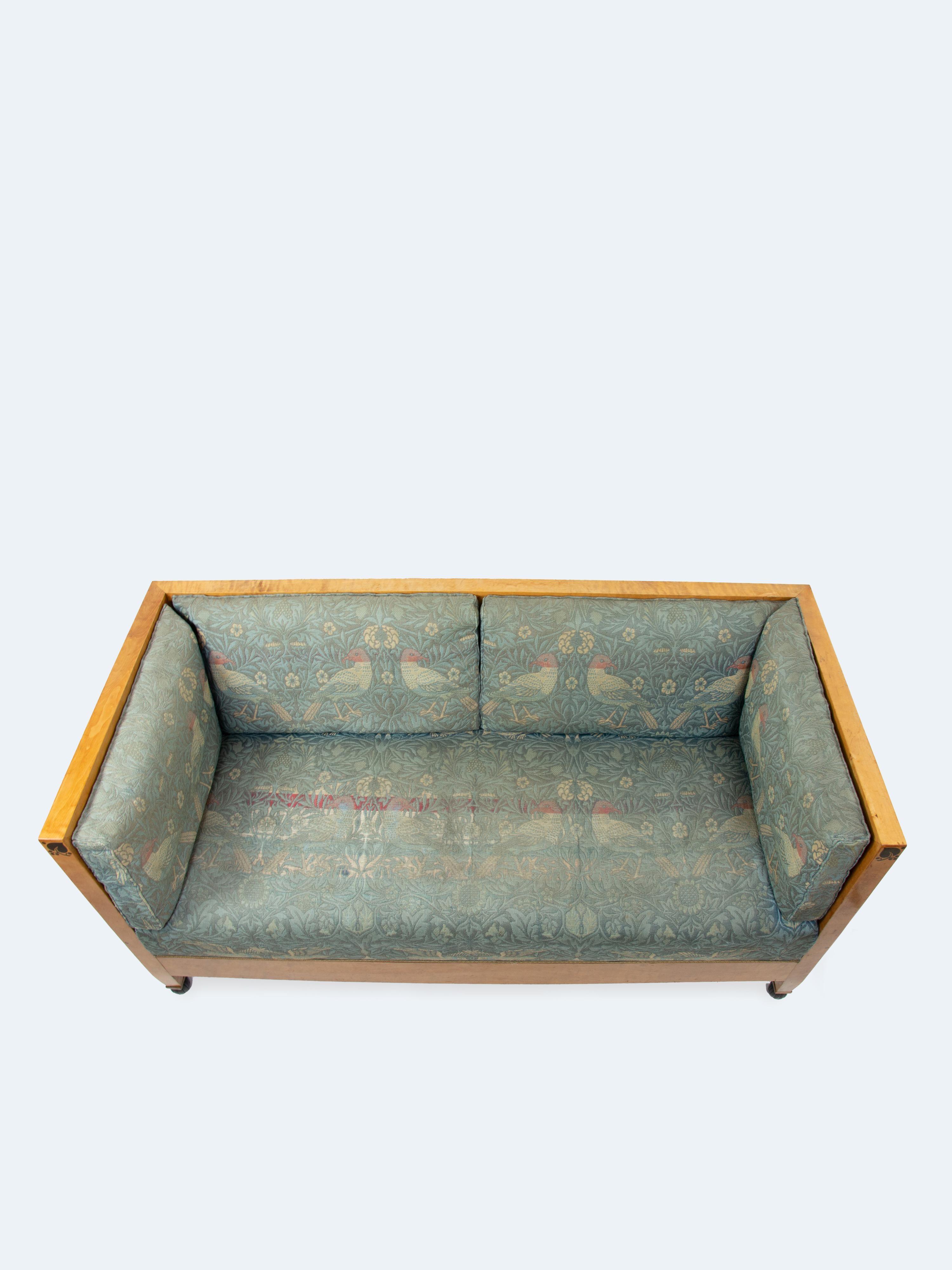Deutsches Jugendstilsofa von Hermann Münchhausen um 1910 (Stoff) im Angebot